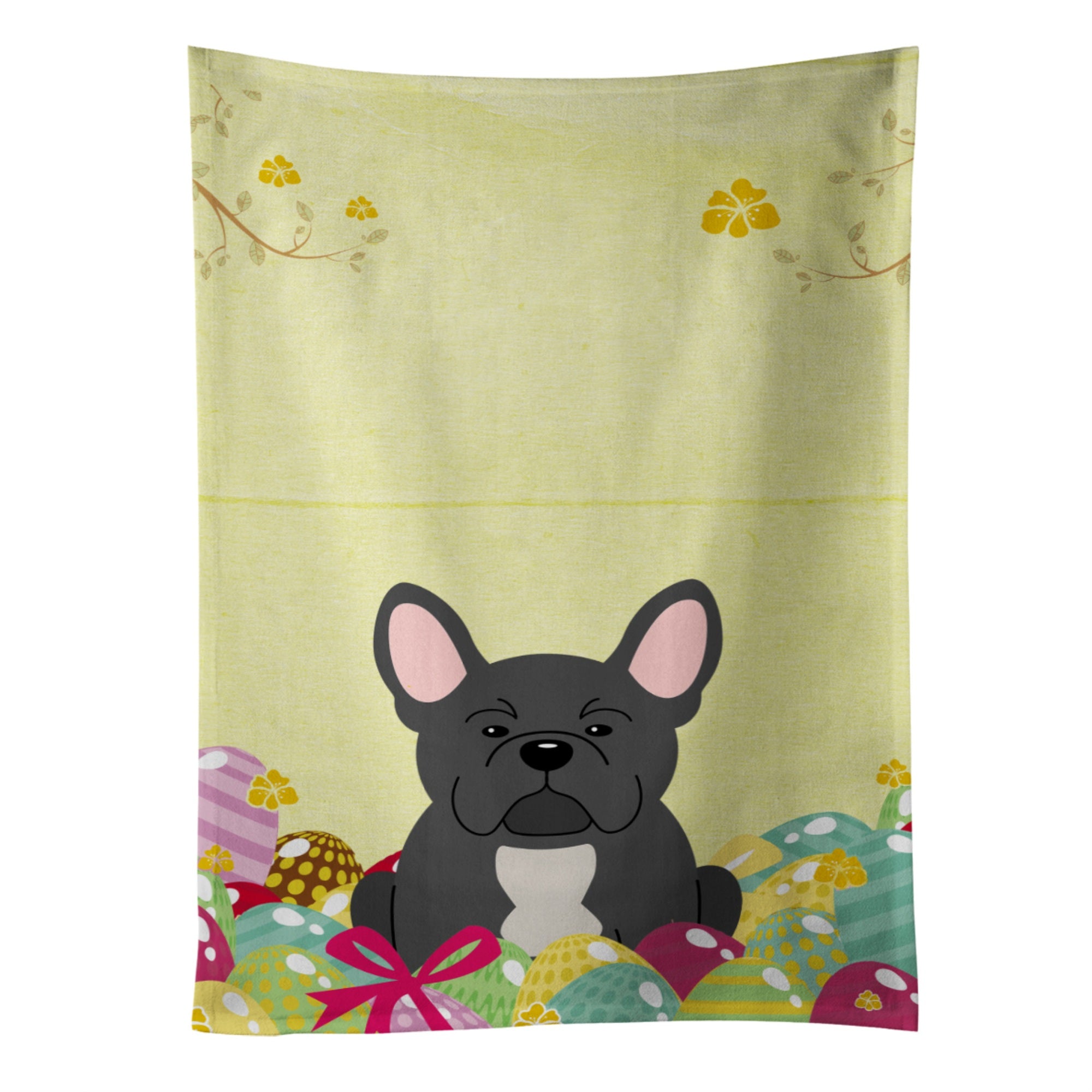 Caroline'S Treasures Easter Eggs French Bulldog Black Kitchen Towel, Multicolor, 25 X 15