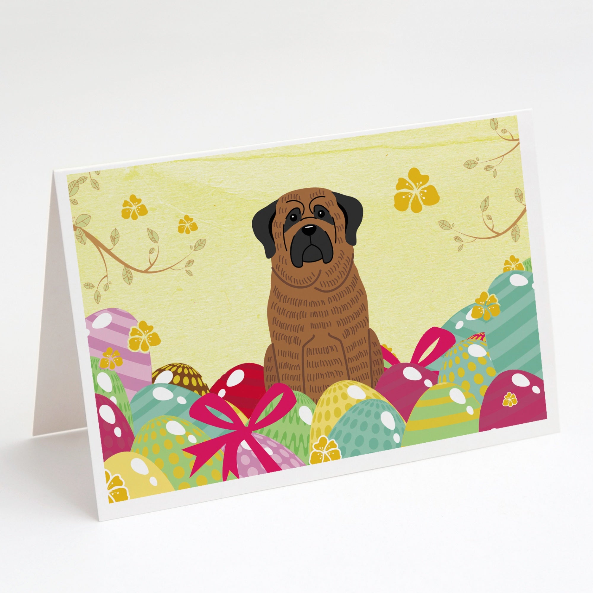 Easter Eggs Mastiff Brindle Greeting Cards And Envelopes Pack Of 8