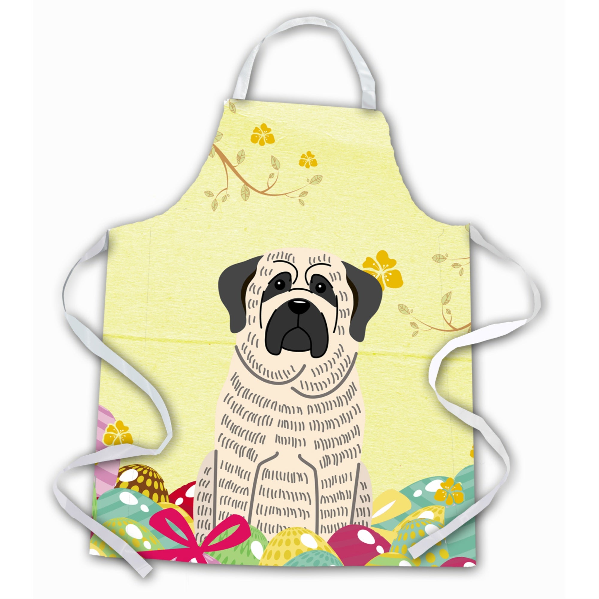 Caroline'S Treasures Easter Eggs Mastiff Brindle White Apron, Large, Multicolor