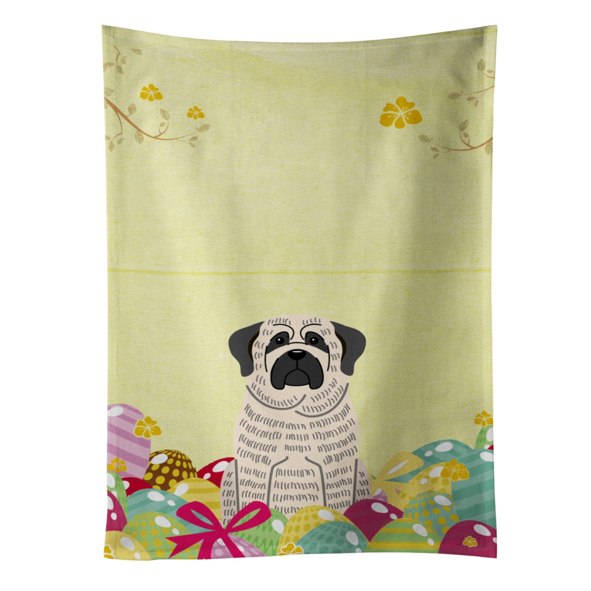 Caroline'S Treasures Easter Eggs Mastiff Brindle White Kitchen Towel, Multicolor, 25 X 15