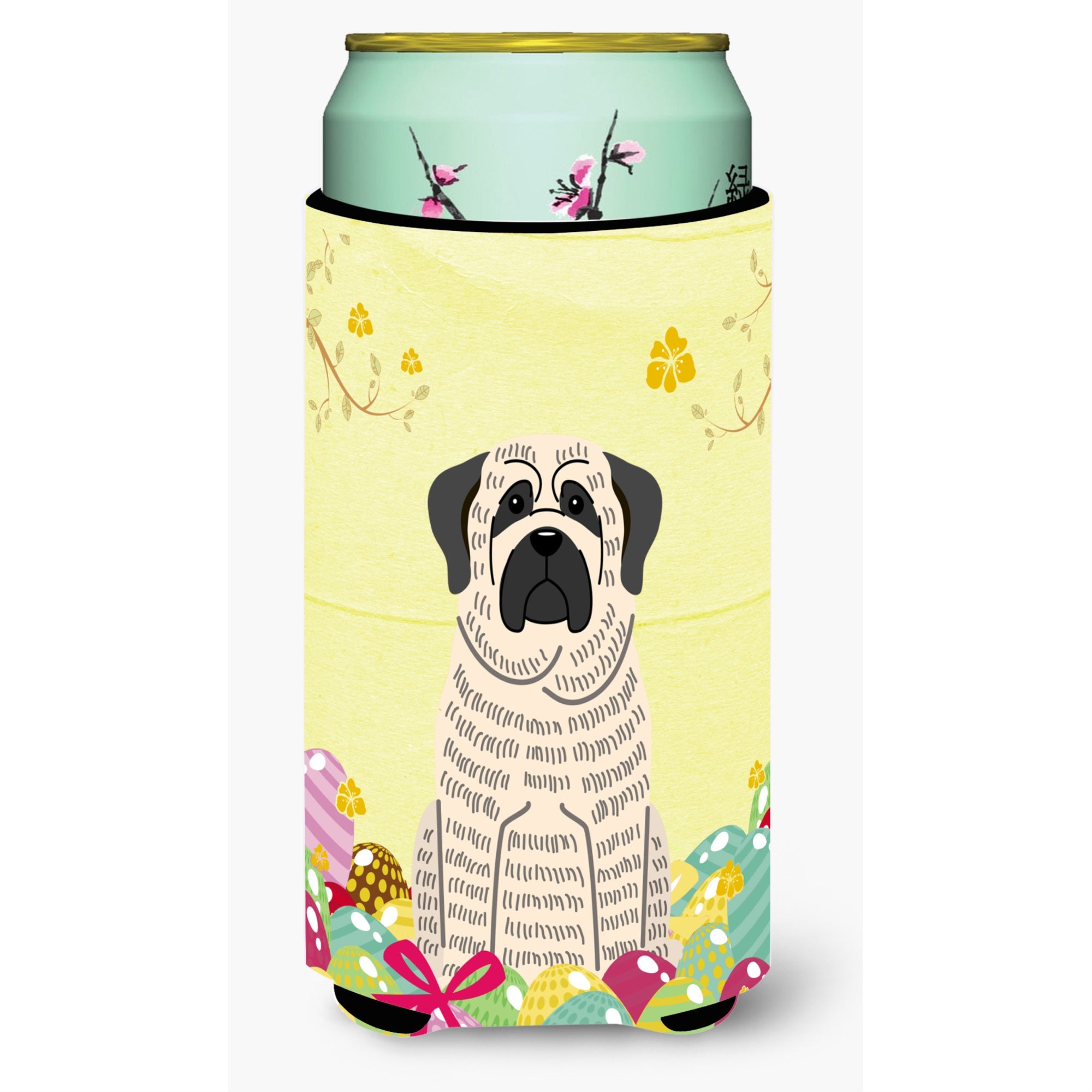 Caroline'S Treasures Easter Eggs Mastiff Brindle White Tall Boy Beverage Insulator Hugger, Multicolor
