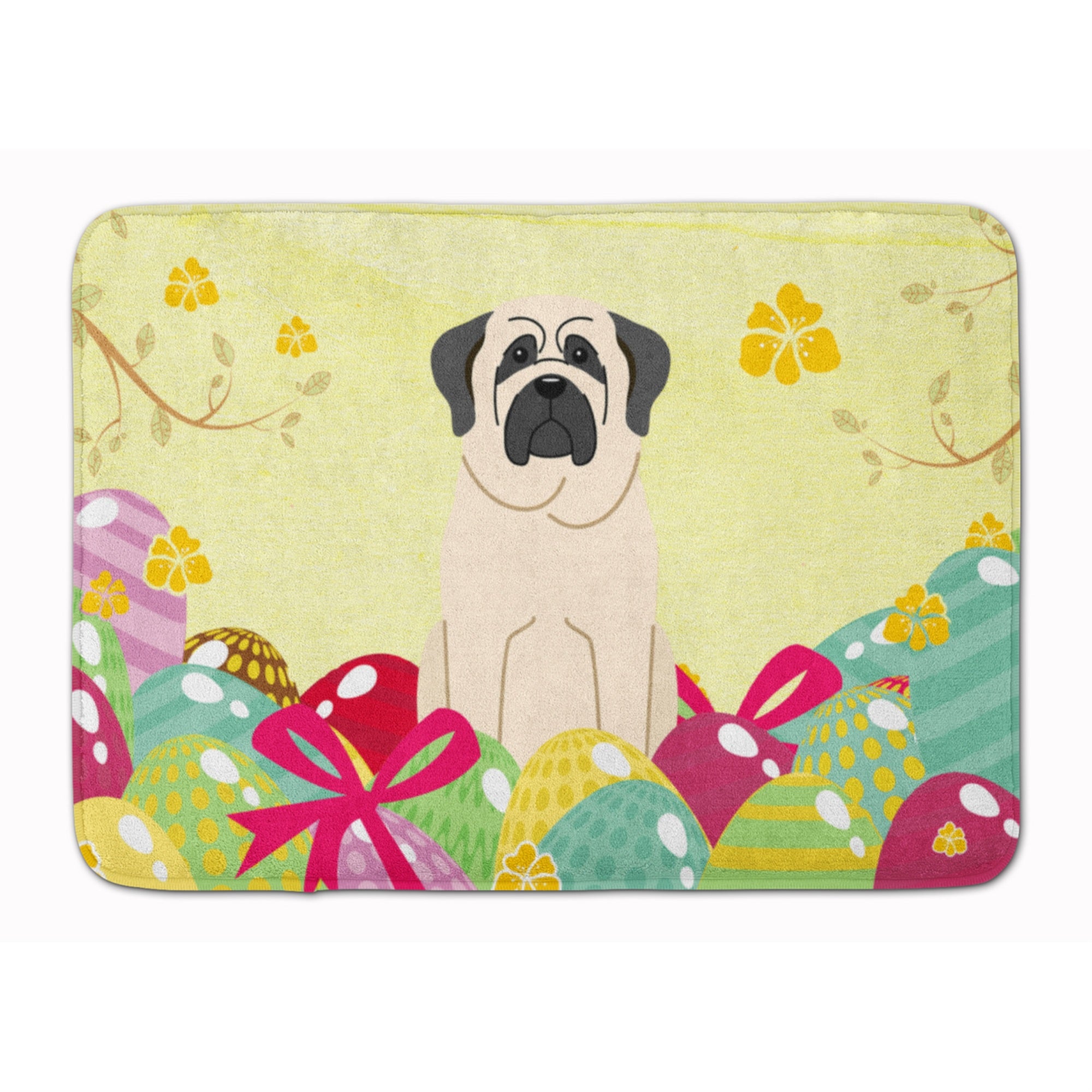 Caroline'S Treasures Easter Eggs Mastiff White Machine Washable Memory Foam Mat Doormats