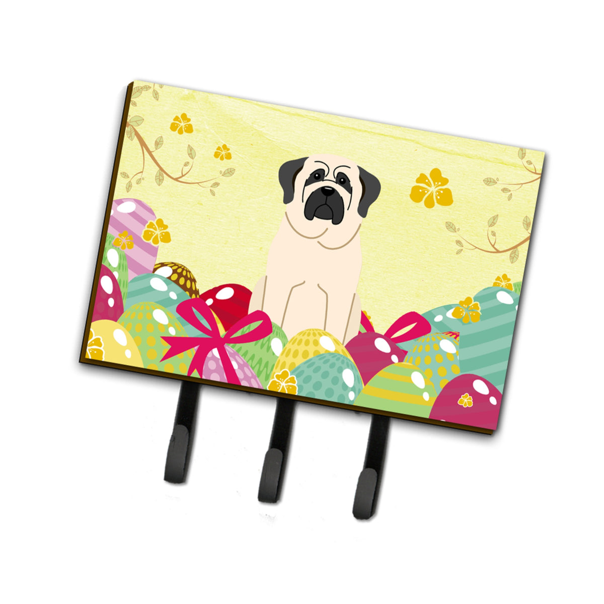Caroline'S Treasures Easter Eggs Mastiff White Leash Or Key Holder Hooks