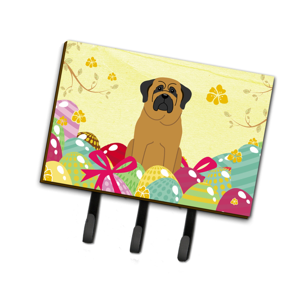 Caroline'S Treasures Easter Eggs Mastiff Leash Or Key Holder Hooks, Multicolor