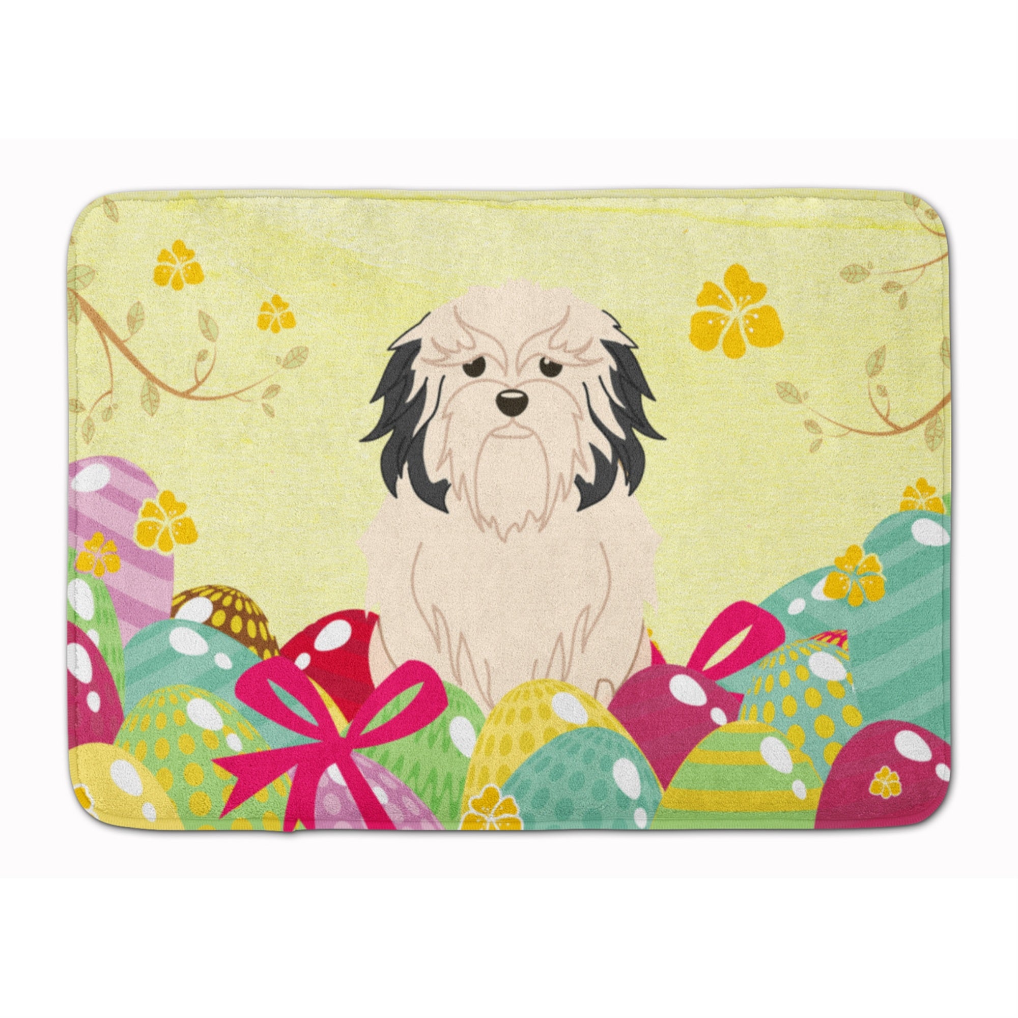 Caroline'S Treasures Easter Eggs Lowchen Machine Washable Memory Foam Mat Doormats, Multicolor