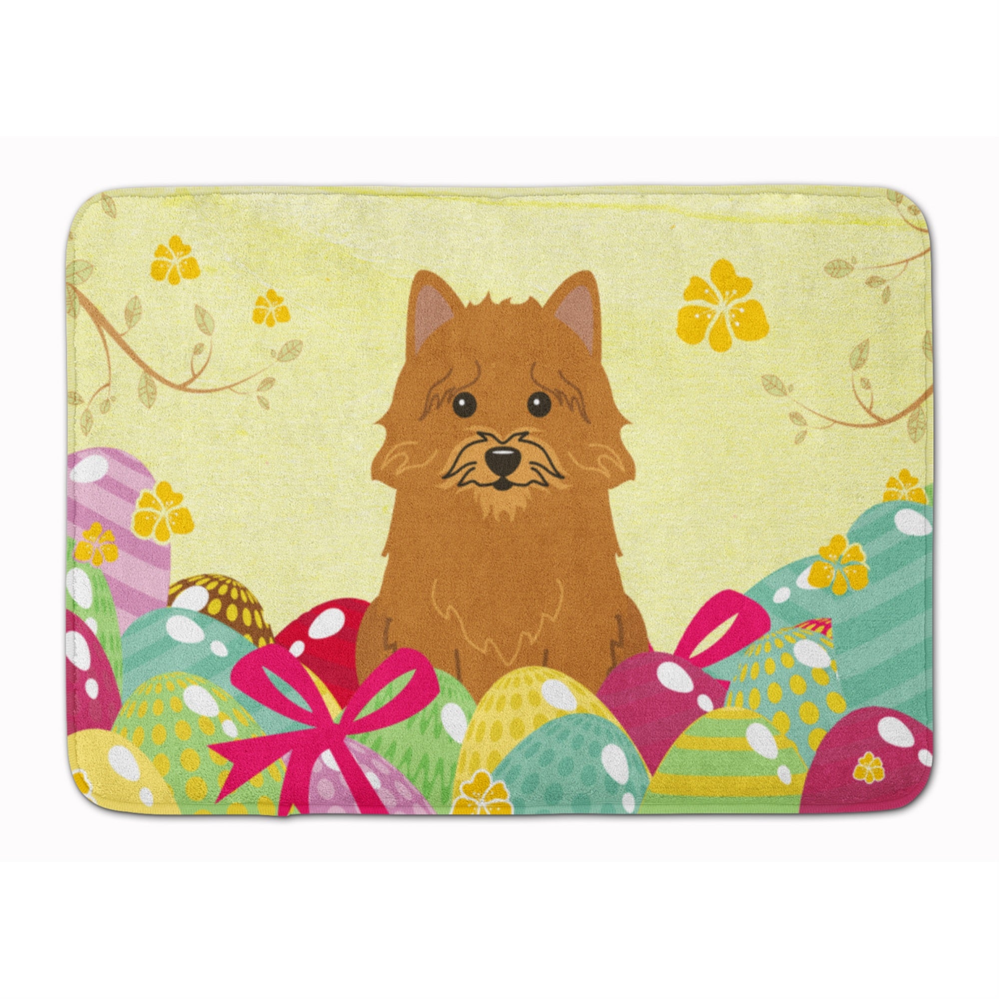 Caroline'S Treasures Easter Eggs Norwich Terrier Machine Washable Memory Foam Mat Doormats, Multicolor