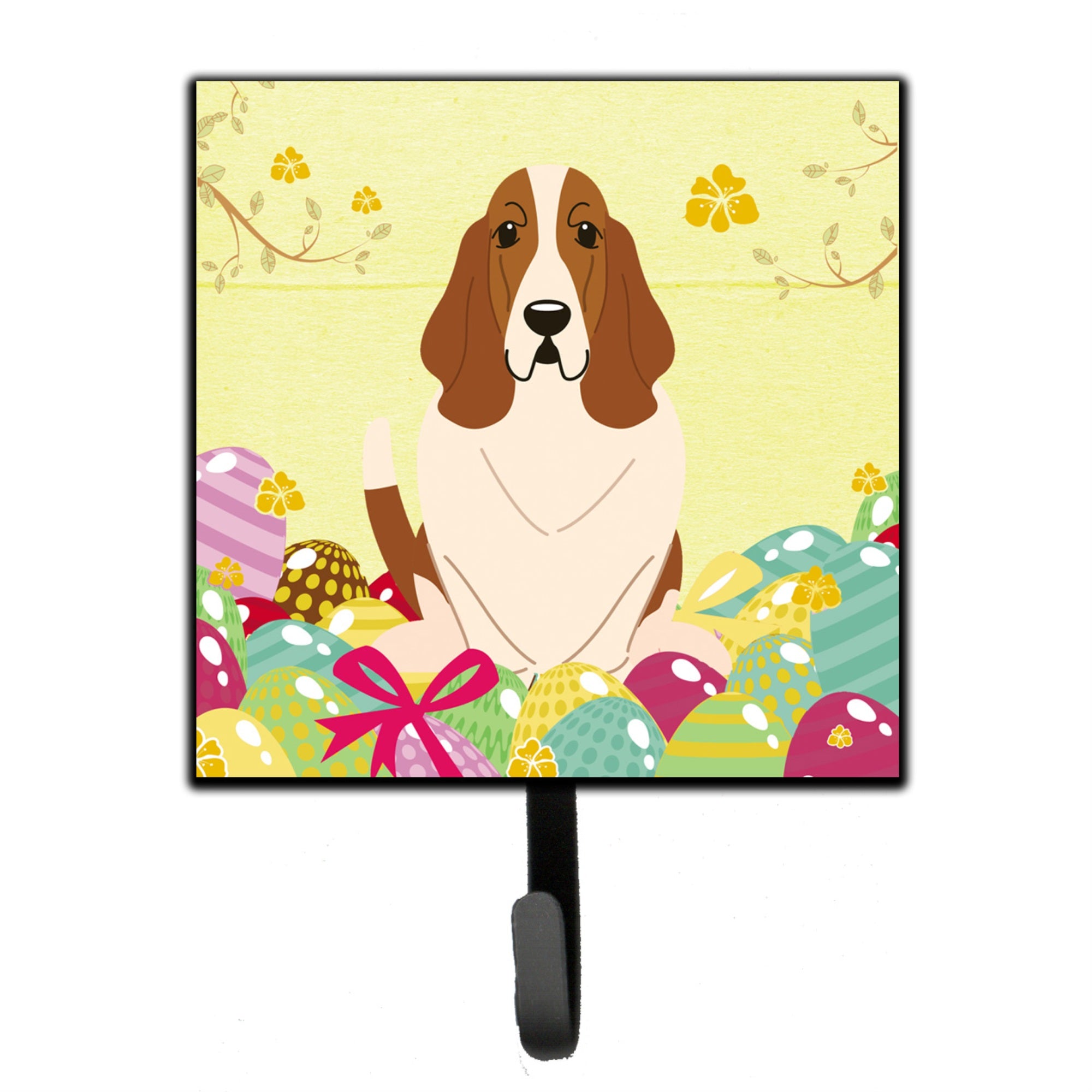 Caroline'S Treasures Easter Eggs Basset Hound Wall Hook, Small, Multicolor