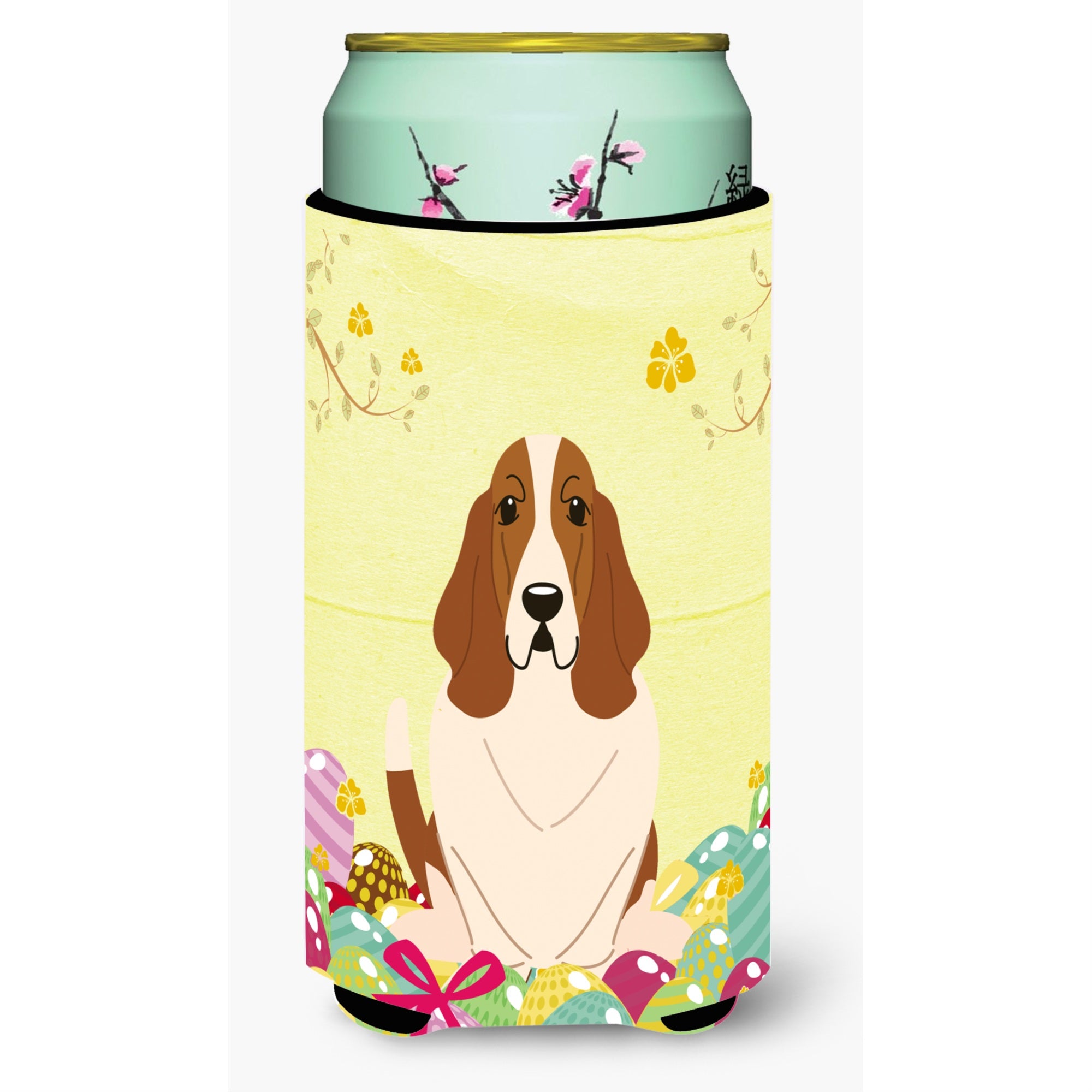 Caroline'S Treasures Easter Eggs Basset Hound Tall Boy Beverage Insulator Hugger, Multicolor