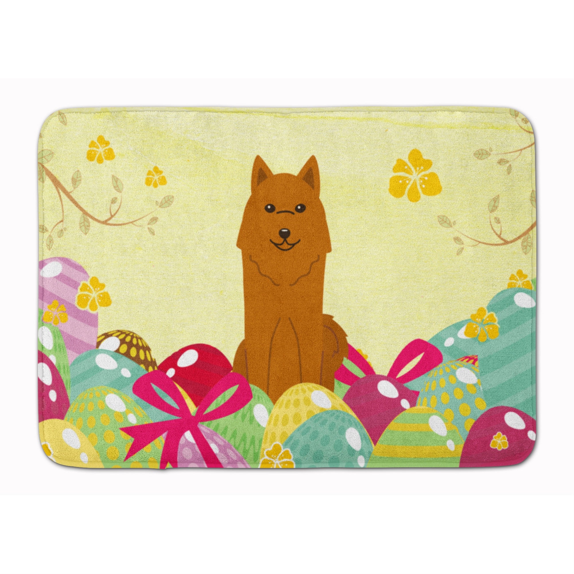 Caroline'S Treasures Easter Eggs Karelian Bear Dog Machine Washable Memory Foam Mat Doormats, Multicolor