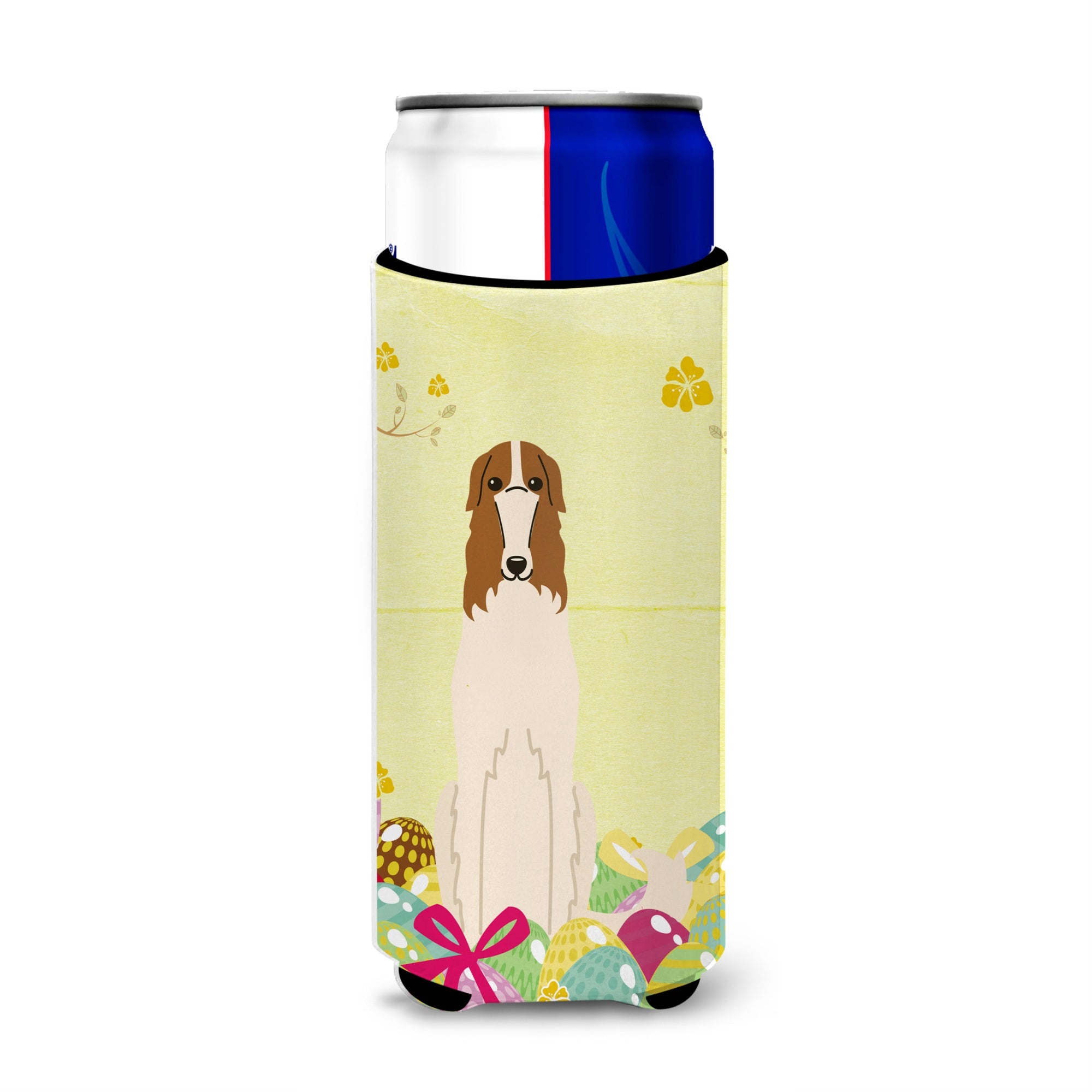Caroline'S Treasures Easter Eggs Borzoi Michelob Ultra Hugger For Slim Cans, Slim Can, Multicolor