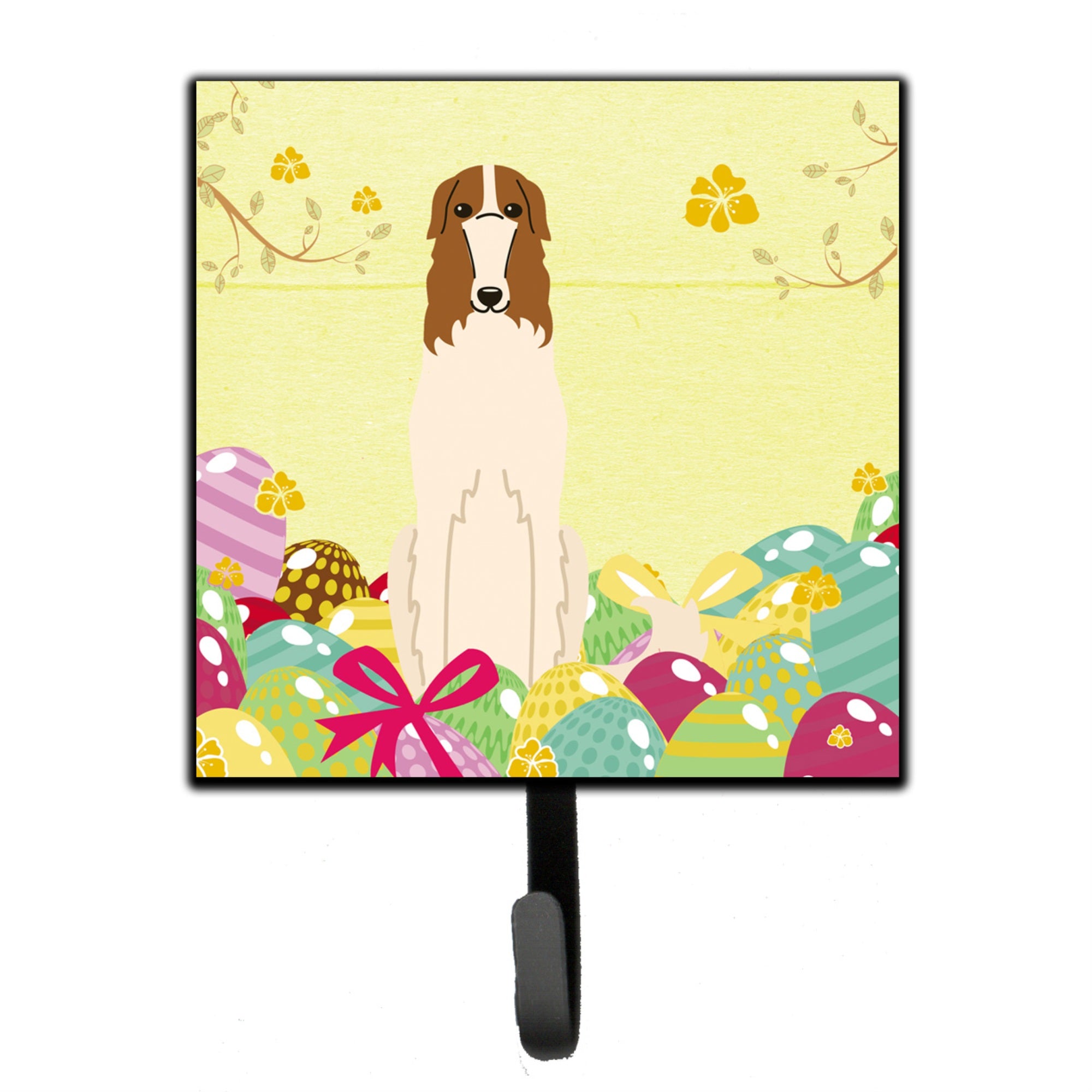 Caroline'S Treasures Easter Eggs Borzoi Wall Hook, Small, Multicolor