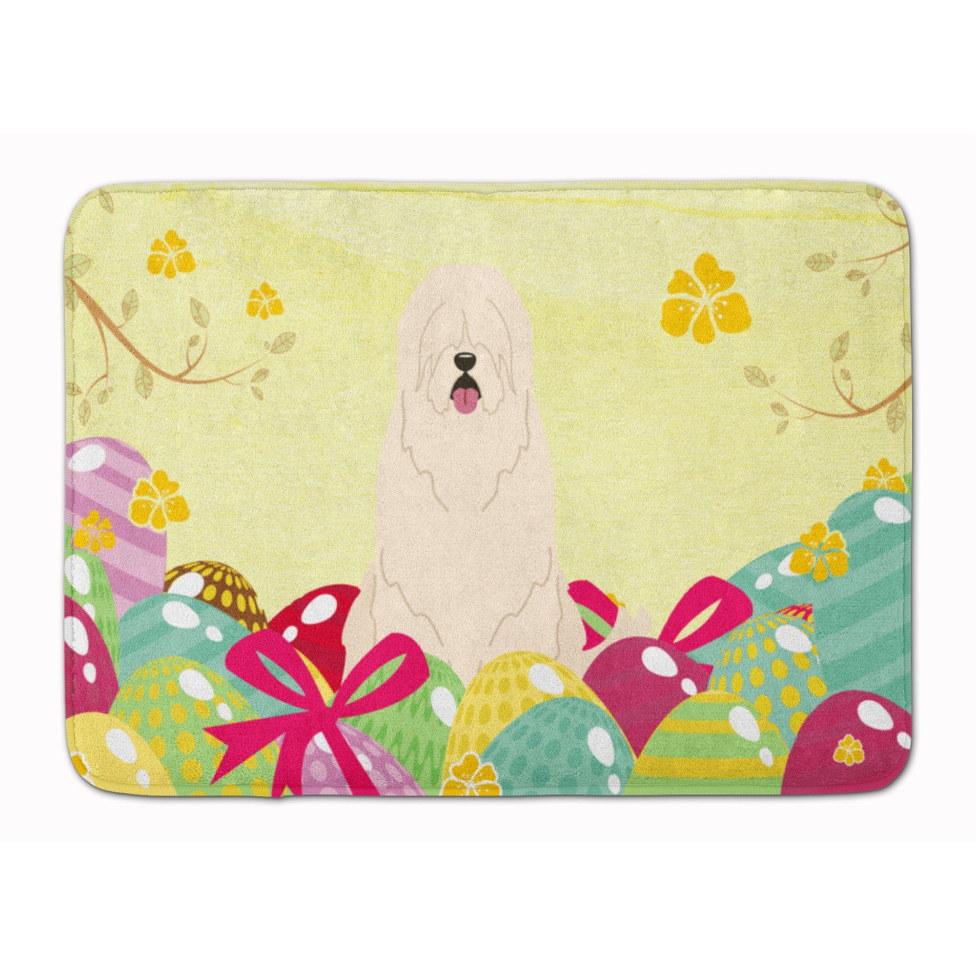 Caroline'S Treasures Easter Eggs South Russian Sheepdog Machine Washable Memory Foam Mat Doormats, Multicolor