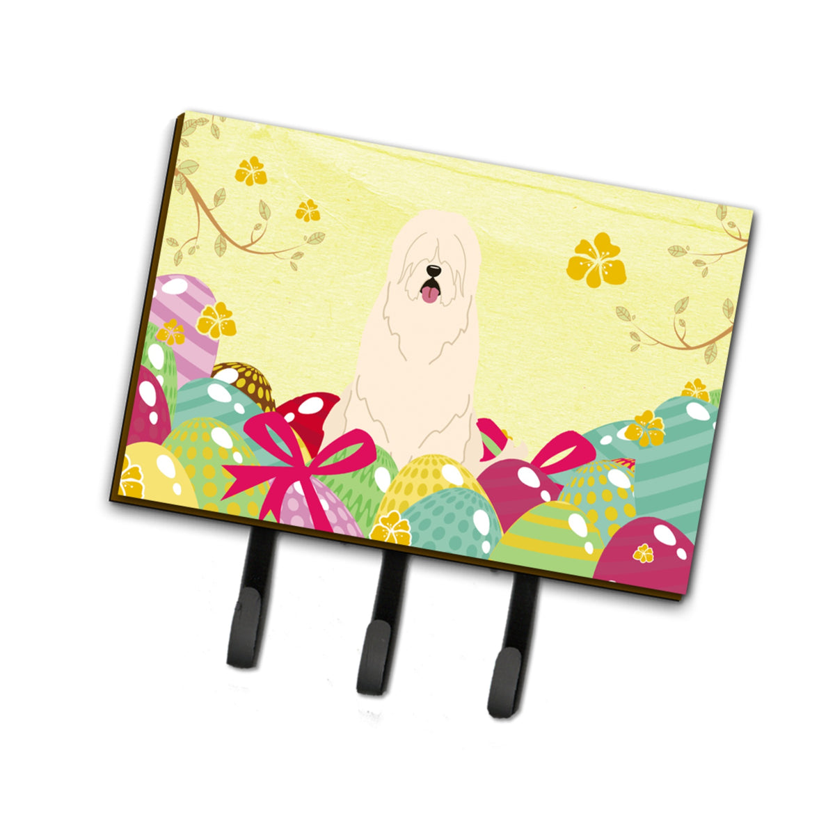 Caroline'S Treasures Easter Eggs South Russian Sheepdog Leash Or Key Holder Hooks, Multicolor