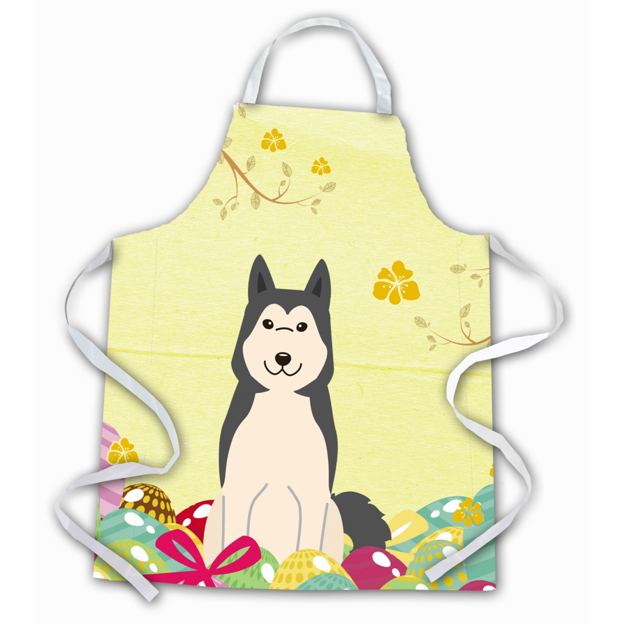 Caroline'S Treasures Easter Eggs West Siberian Laika Spitz Apron, Large, Multicolor