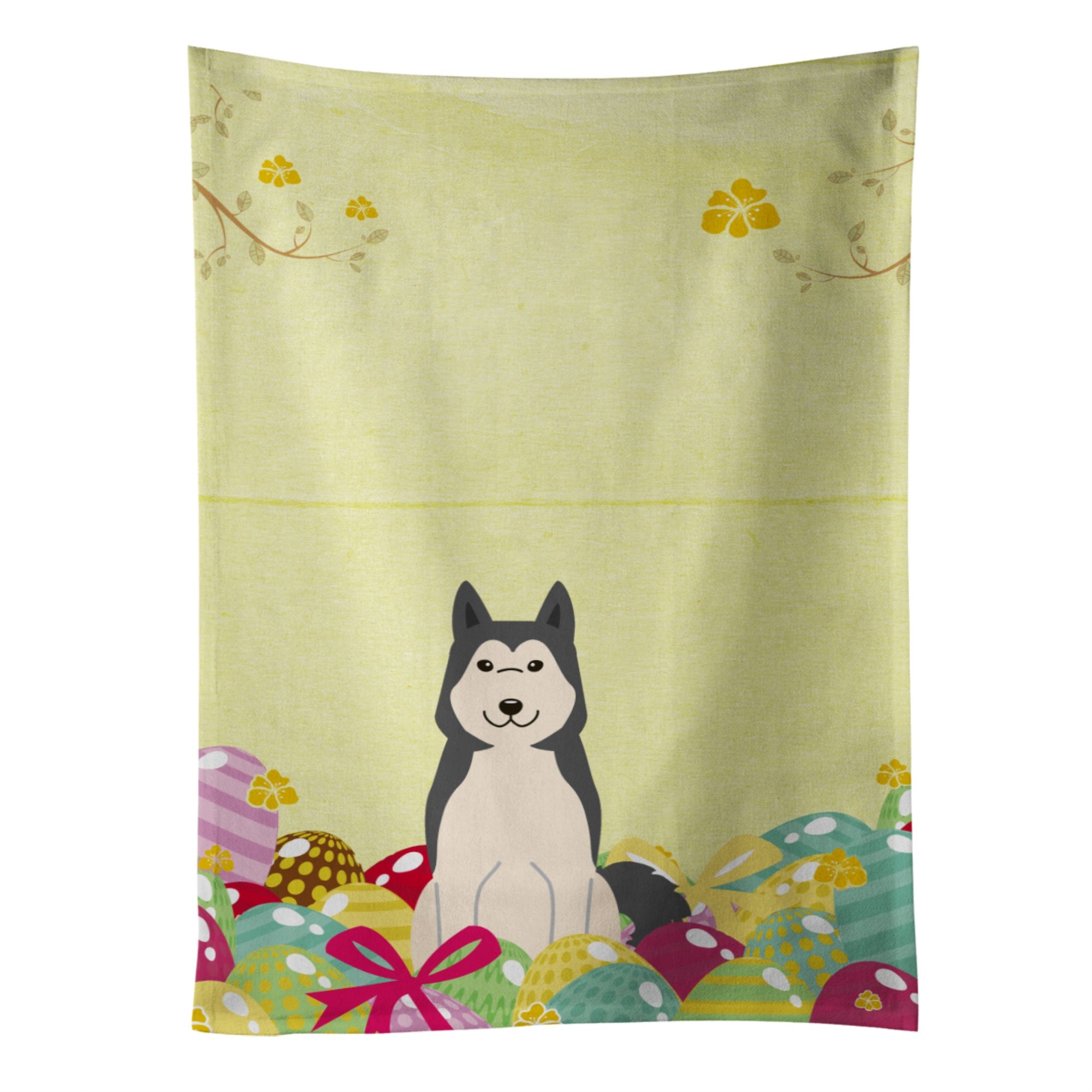 Caroline'S Treasures Easter Eggs West Siberian Laika Spitz Kitchen Towel, Multicolor, 25 X 15