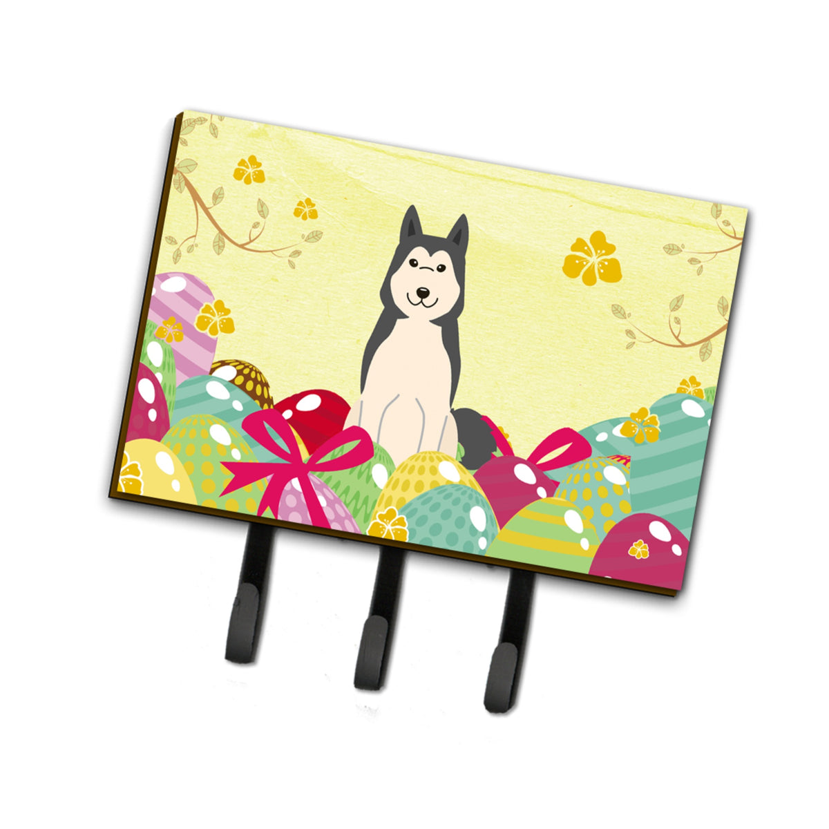 Caroline'S Treasures Easter Eggs West Siberian Laika Spitz Leash Or Key Holder Hooks, Multicolor