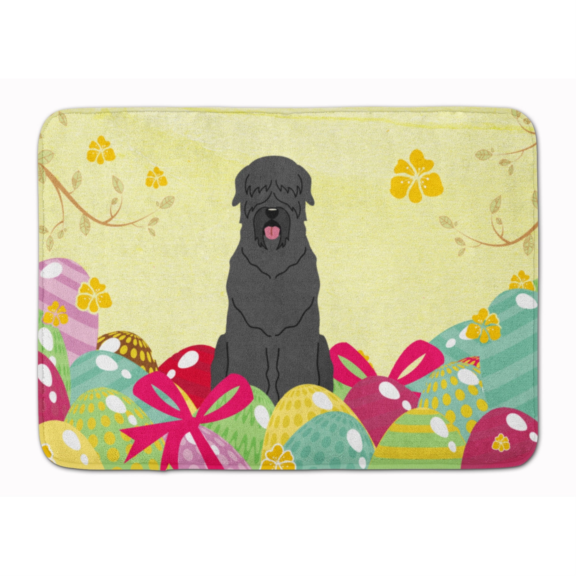 Caroline'S Treasures Easter Eggs Black Russian Terrier Machine Washable Memory Foam Mat Doormats, Multicolor
