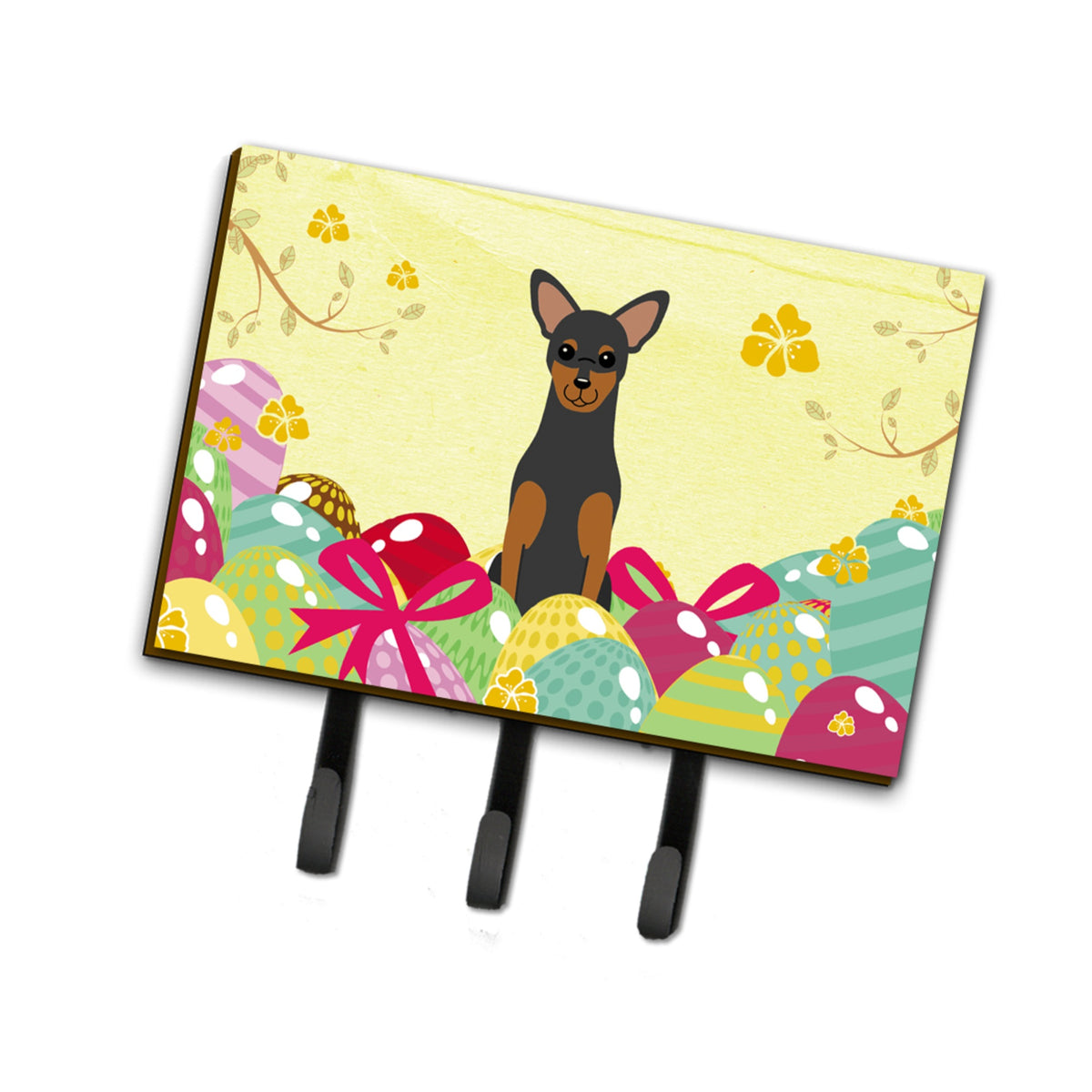 Caroline'S Treasures Easter Eggs Manchester Terrier Leash Or Key Holder Hooks, Multicolor