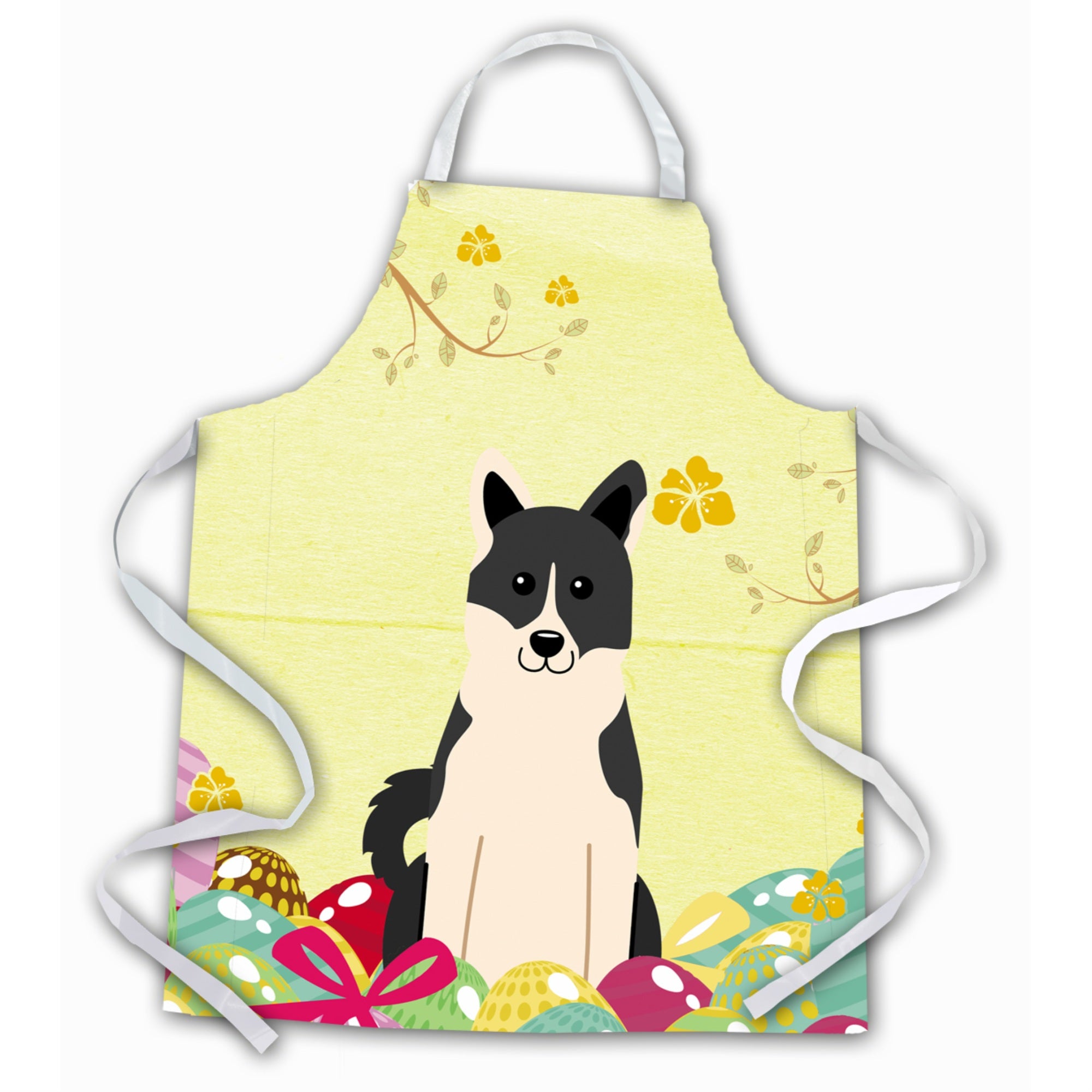 Caroline'S Treasures Easter Eggs Russo-European Laika Spitz Apron, Large, Multicolor