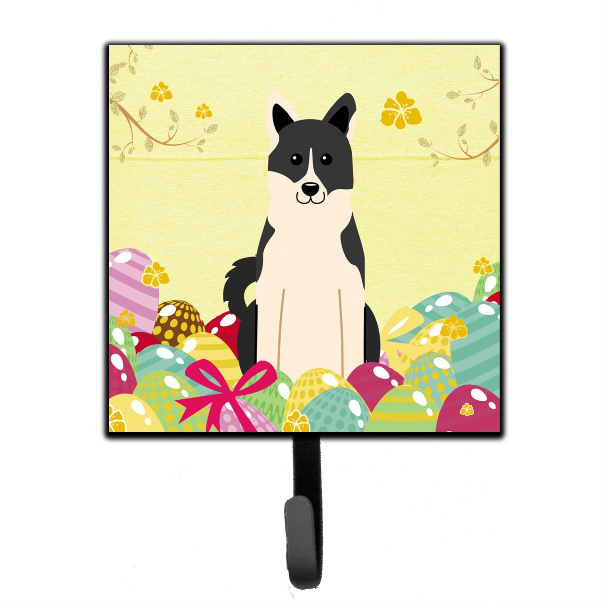 Caroline'S Treasures Easter Eggs Russo-European Laika Spitz Wall Hook, Small, Multicolor