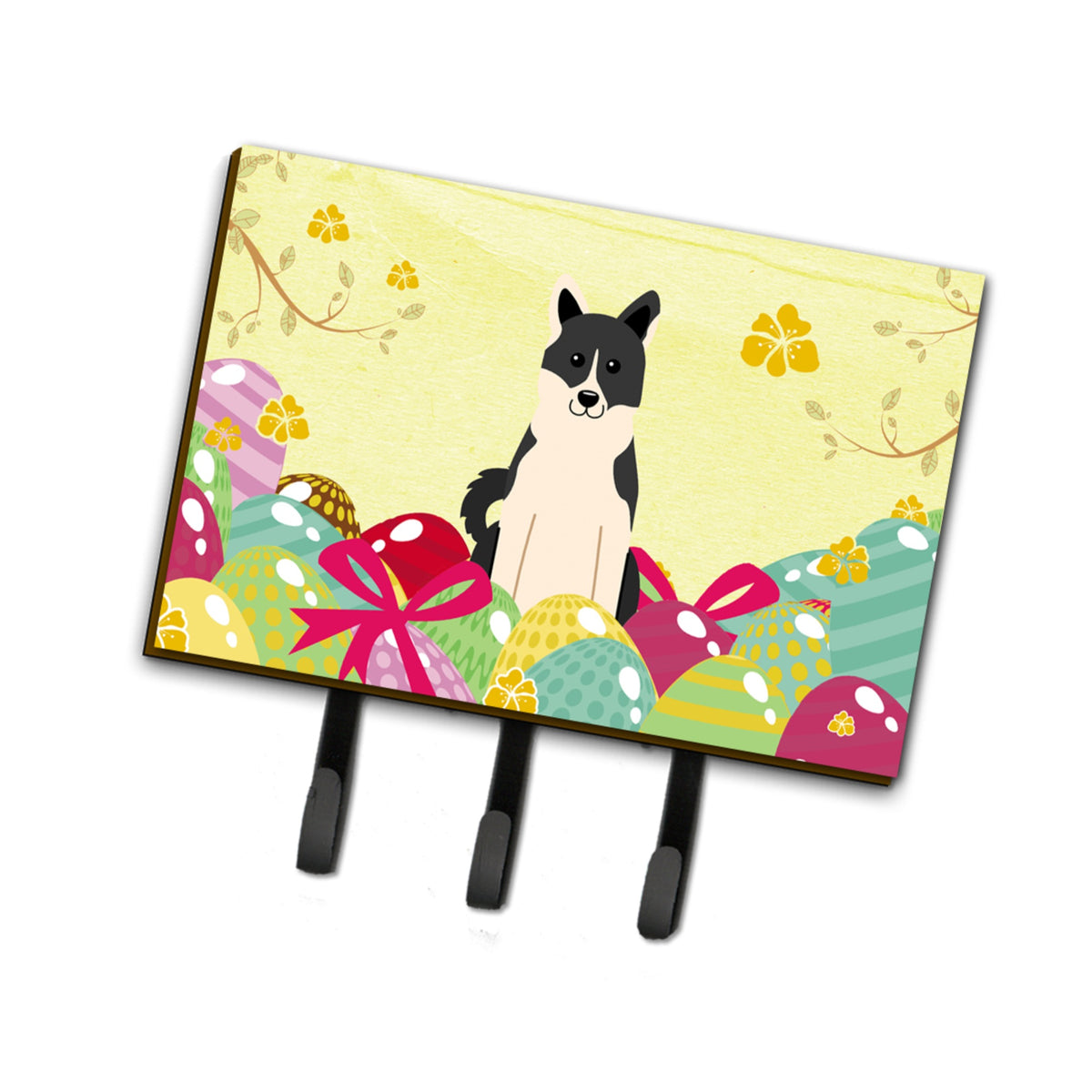 Caroline'S Treasures Easter Eggs Russo-European Laika Spitz Leash Or Key Holder Hooks, Multicolor