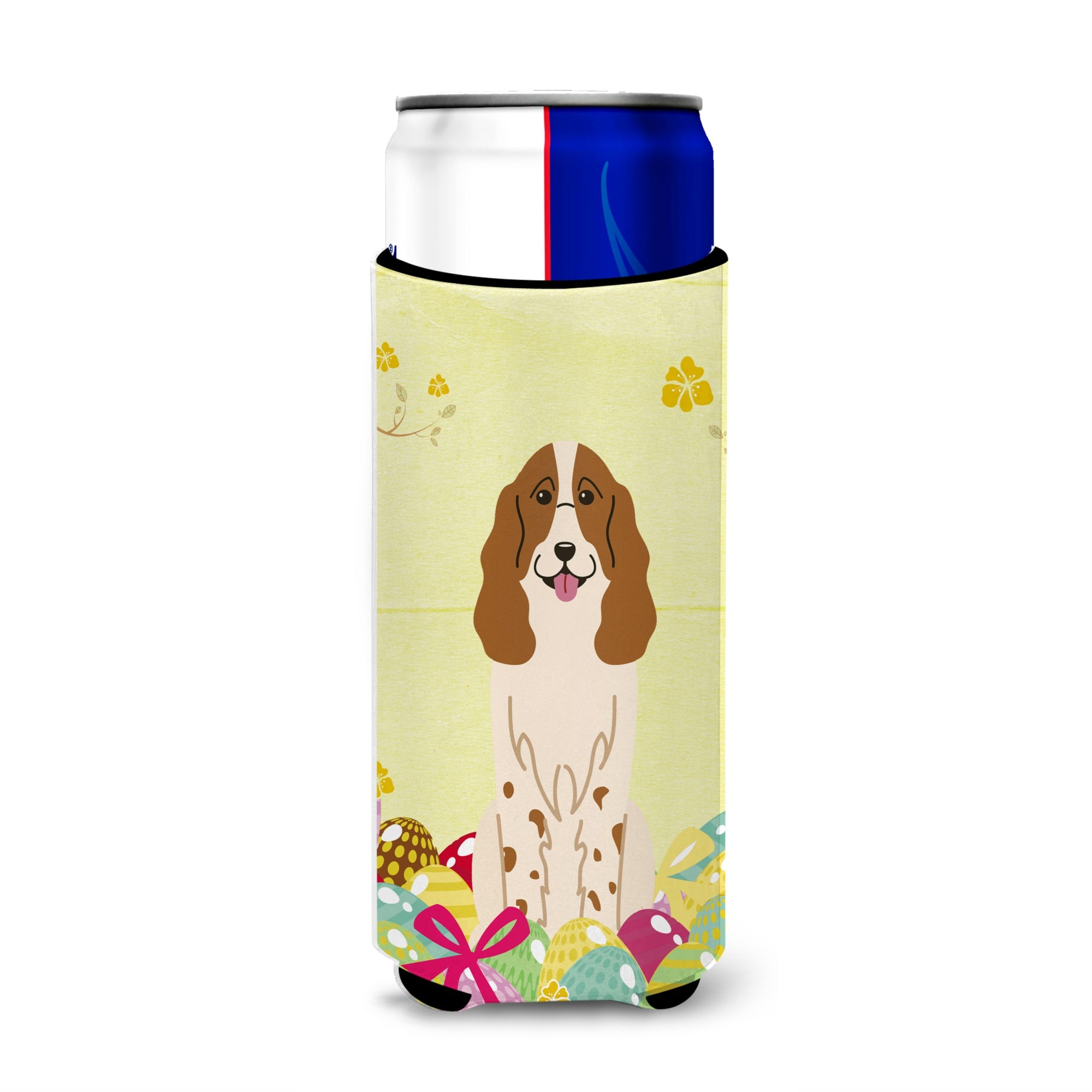 Caroline'S Treasures Easter Eggs Russian Spaniel Michelob Ultra Hugger For Slim Cans, Slim Can, Multicolor