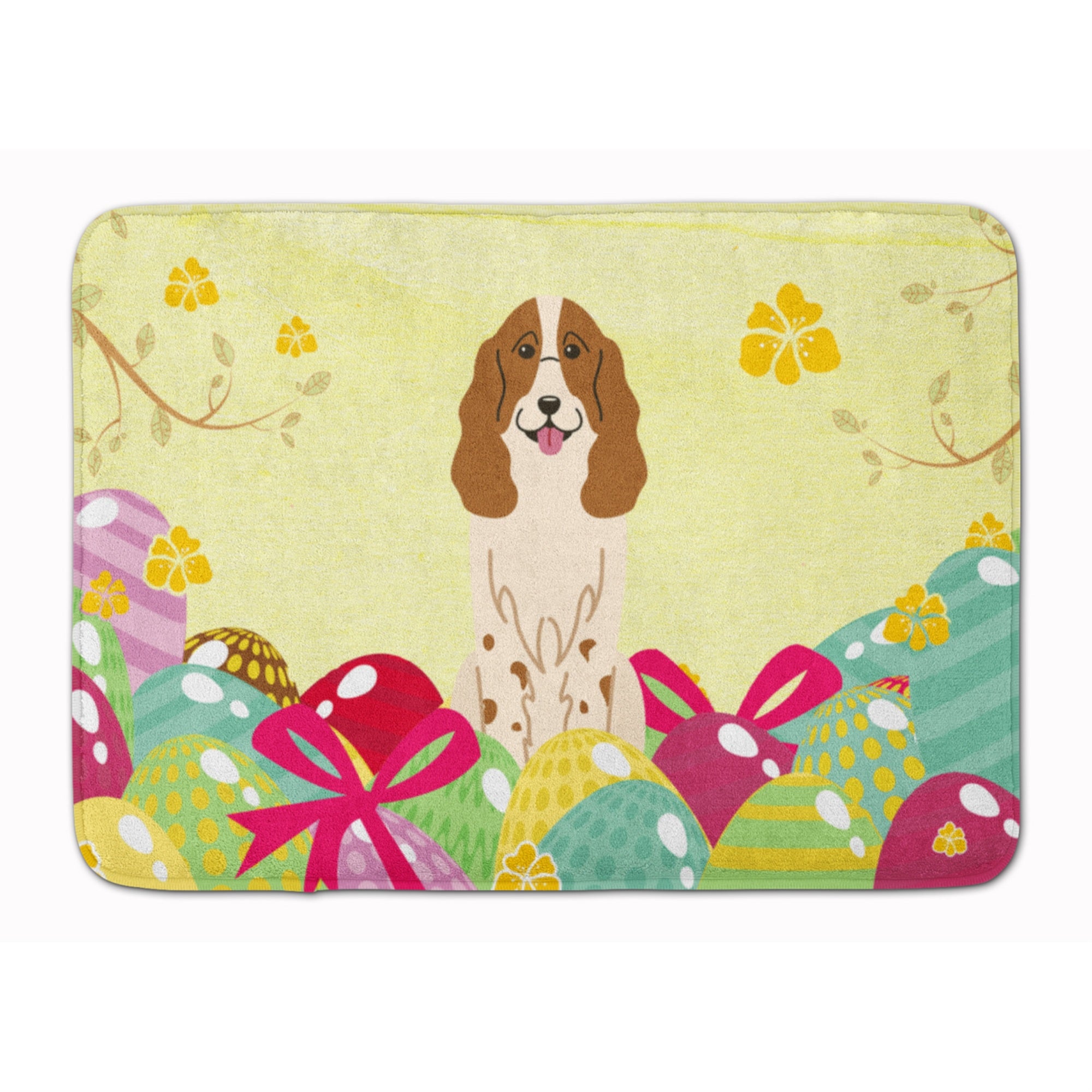 Caroline'S Treasures Easter Eggs Russian Spaniel Machine Washable Memory Foam Mat Doormats, Multicolor