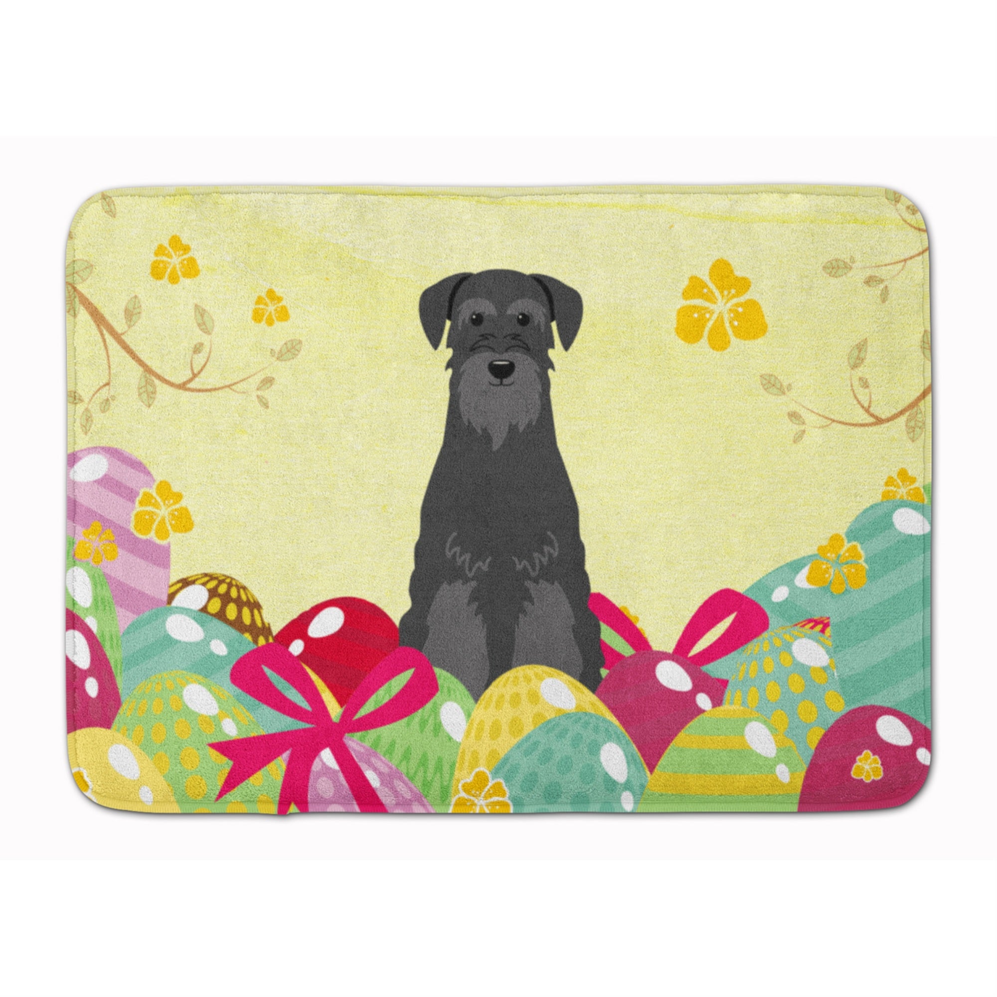 Caroline'S Treasures Easter Eggs Standard Schnauzer Black Machine Washable Memory Foam Mat Doormats, Multicolor