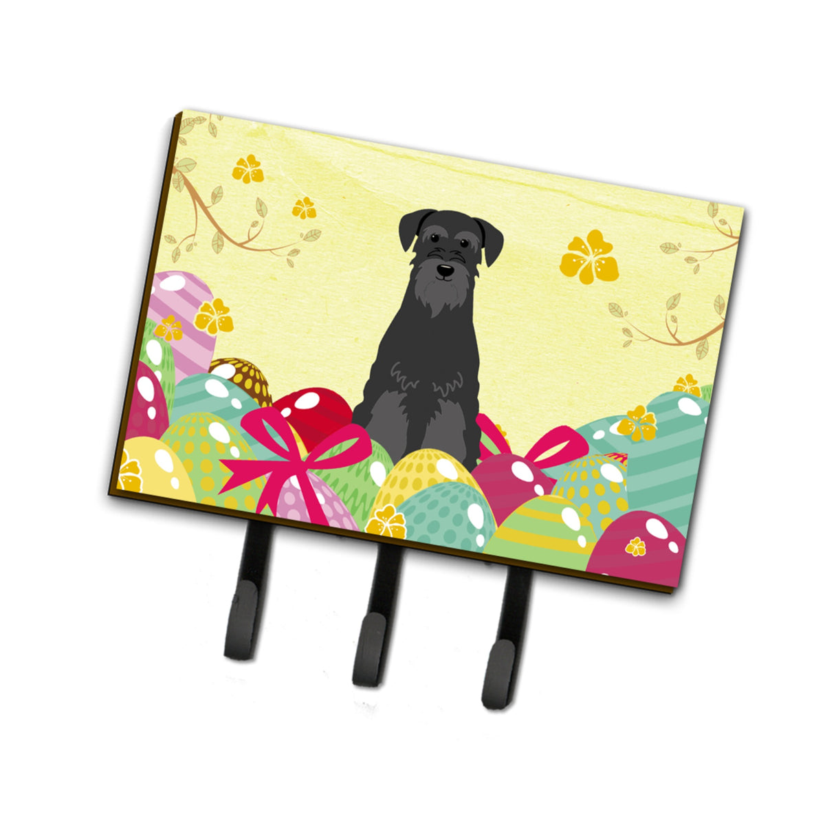 Caroline'S Treasures Easter Eggs Standard Schnauzer Black Leash Or Key Holder Hooks, Multicolor