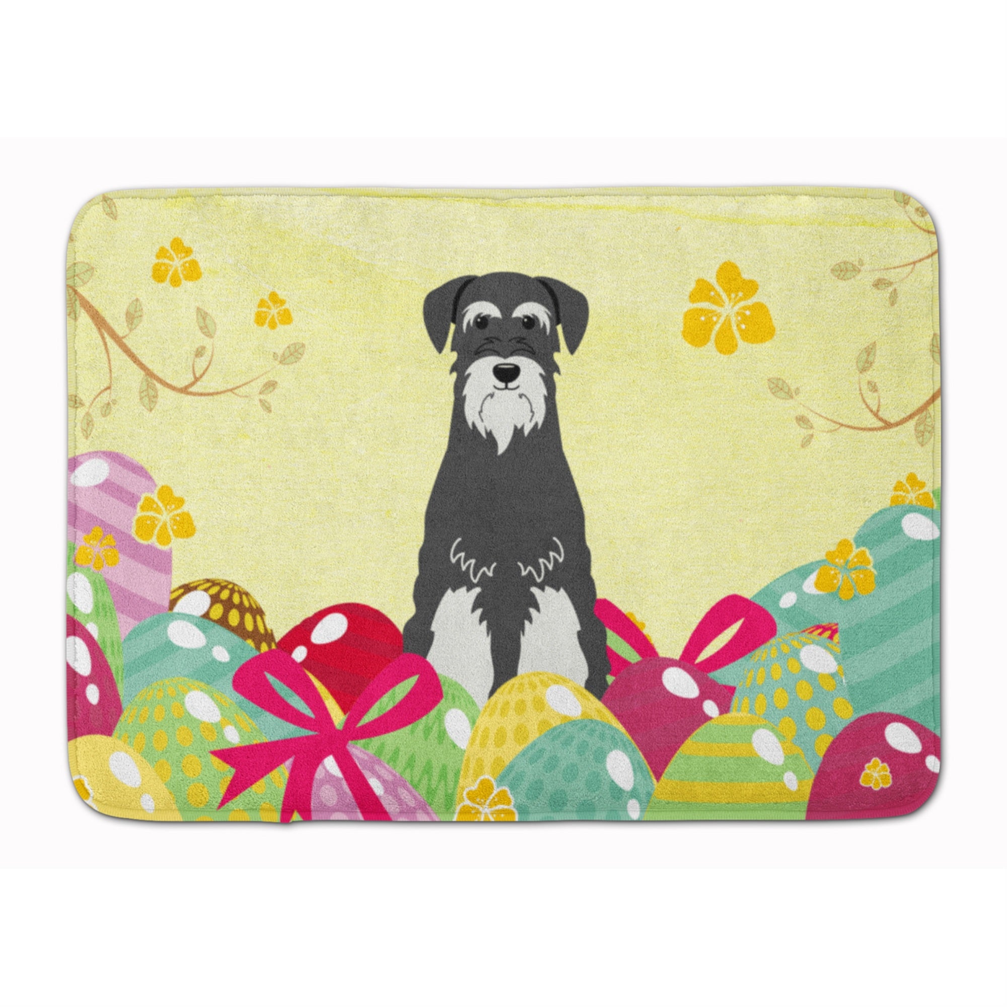 Caroline'S Treasures Easter Eggs Standard Schnauzer Salt And Pepper Machine Washable Memory Foam Mat Doormats, Multicolor