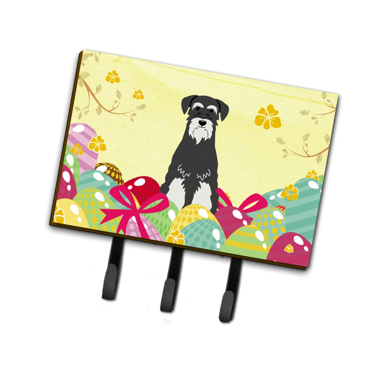 Caroline'S Treasures Easter Eggs Standard Schnauzer Salt And Pepper Leash Or Key Holder Hooks, Multicolor
