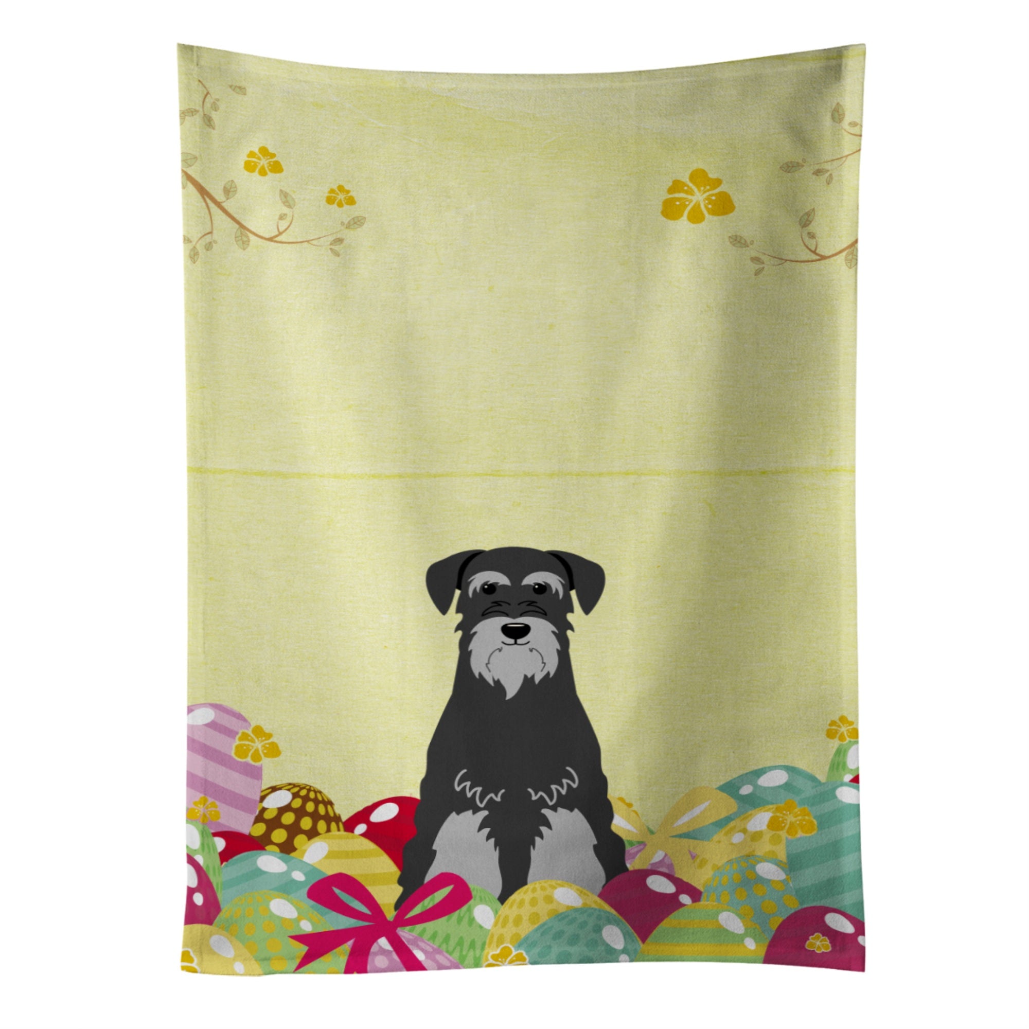 Caroline'S Treasures Easter Eggs Standard Schnauzer Black Grey Kitchen Towel, Multicolor, 25 X 15