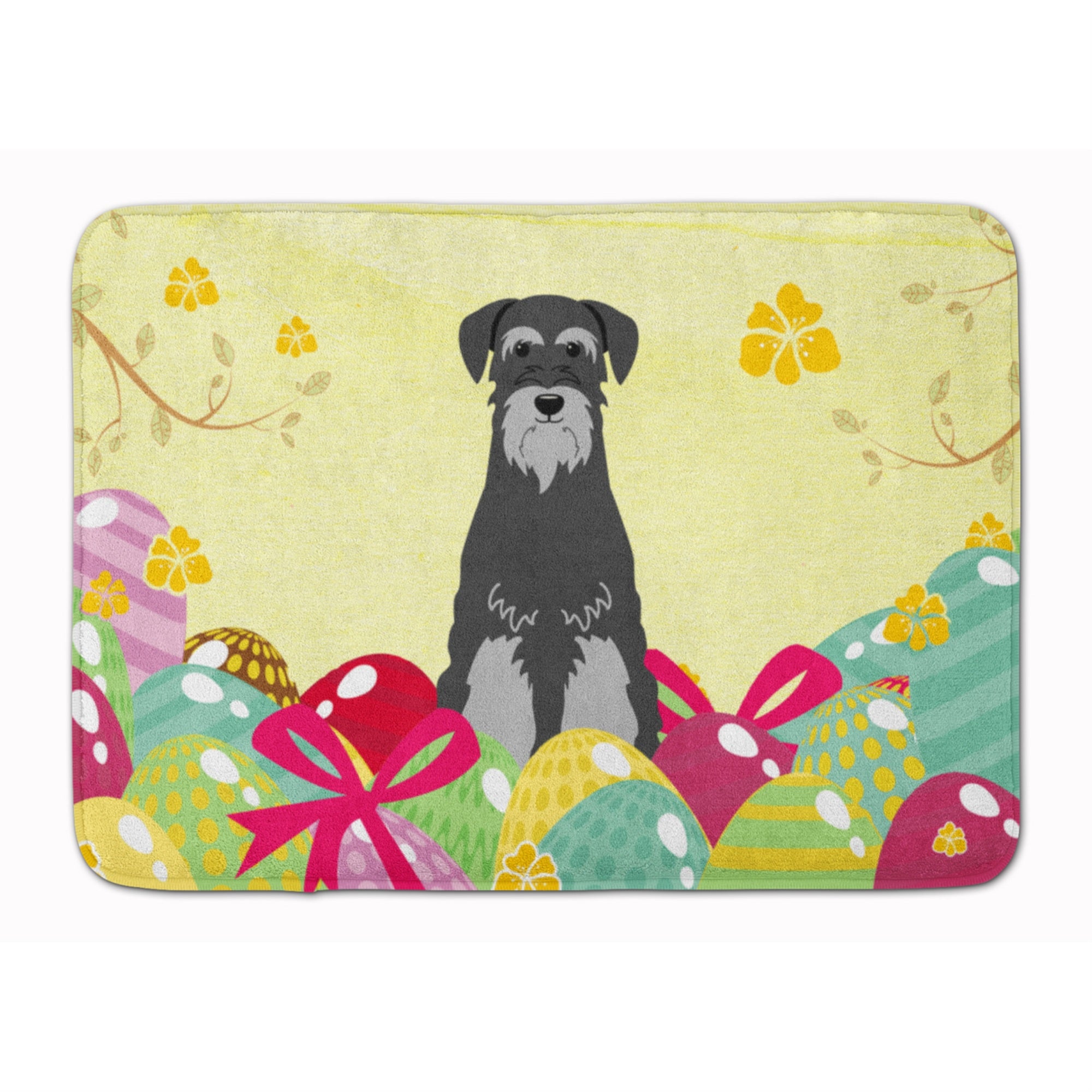 Caroline'S Treasures Easter Eggs Standard Schnauzer Black Grey Machine Washable Memory Foam Mat Doormats, Multicolor