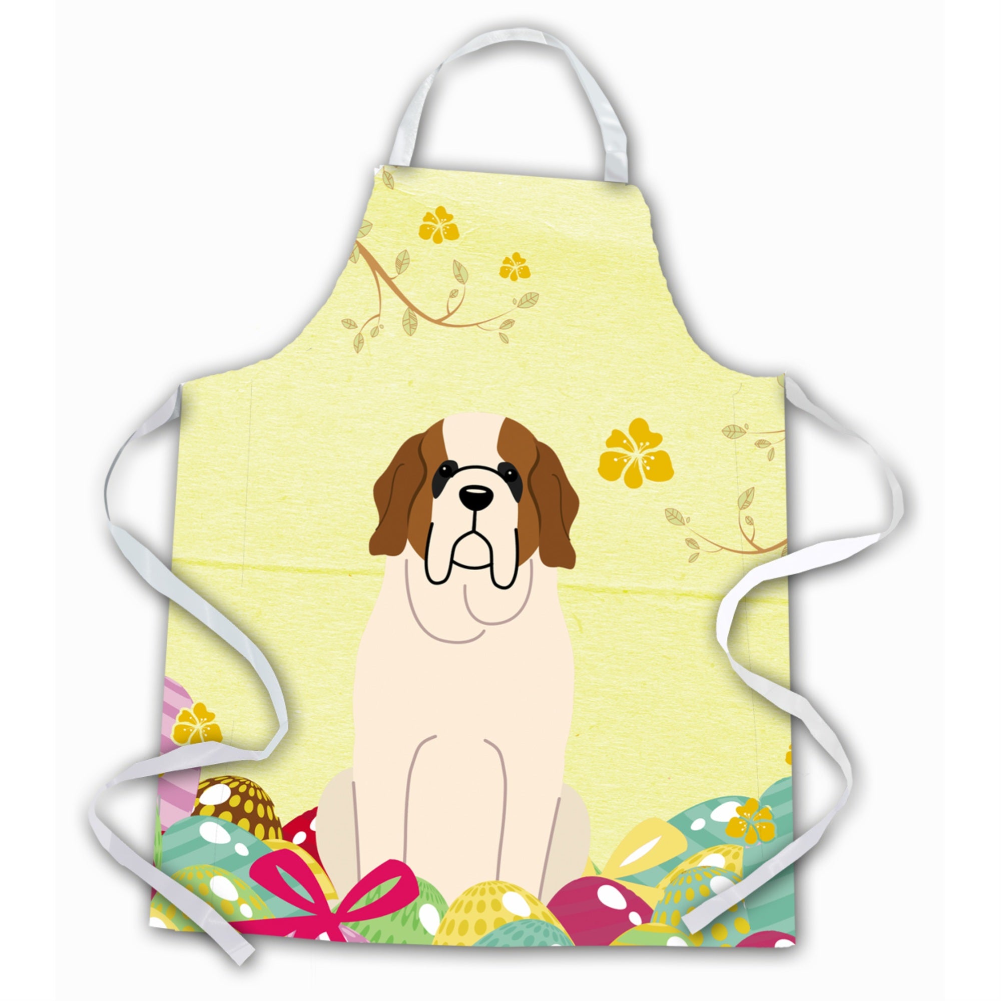 Caroline'S Treasures Easter Eggs Saint Bernard Apron, Large, Multicolor