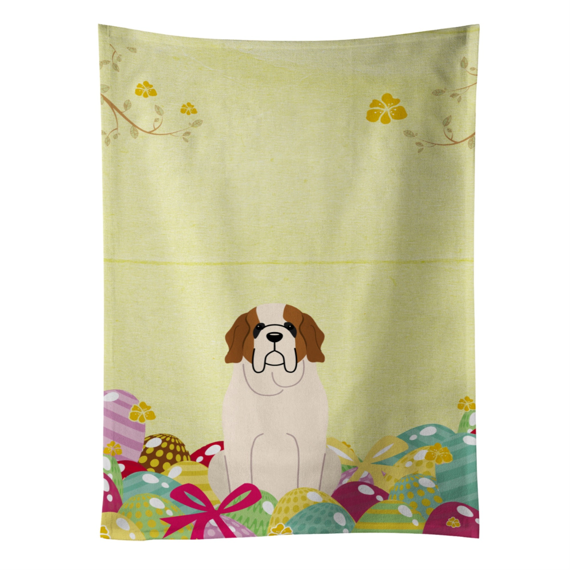 Caroline'S Treasures Easter Eggs Saint Bernard Kitchen Towel, Multicolor, 25 X 15