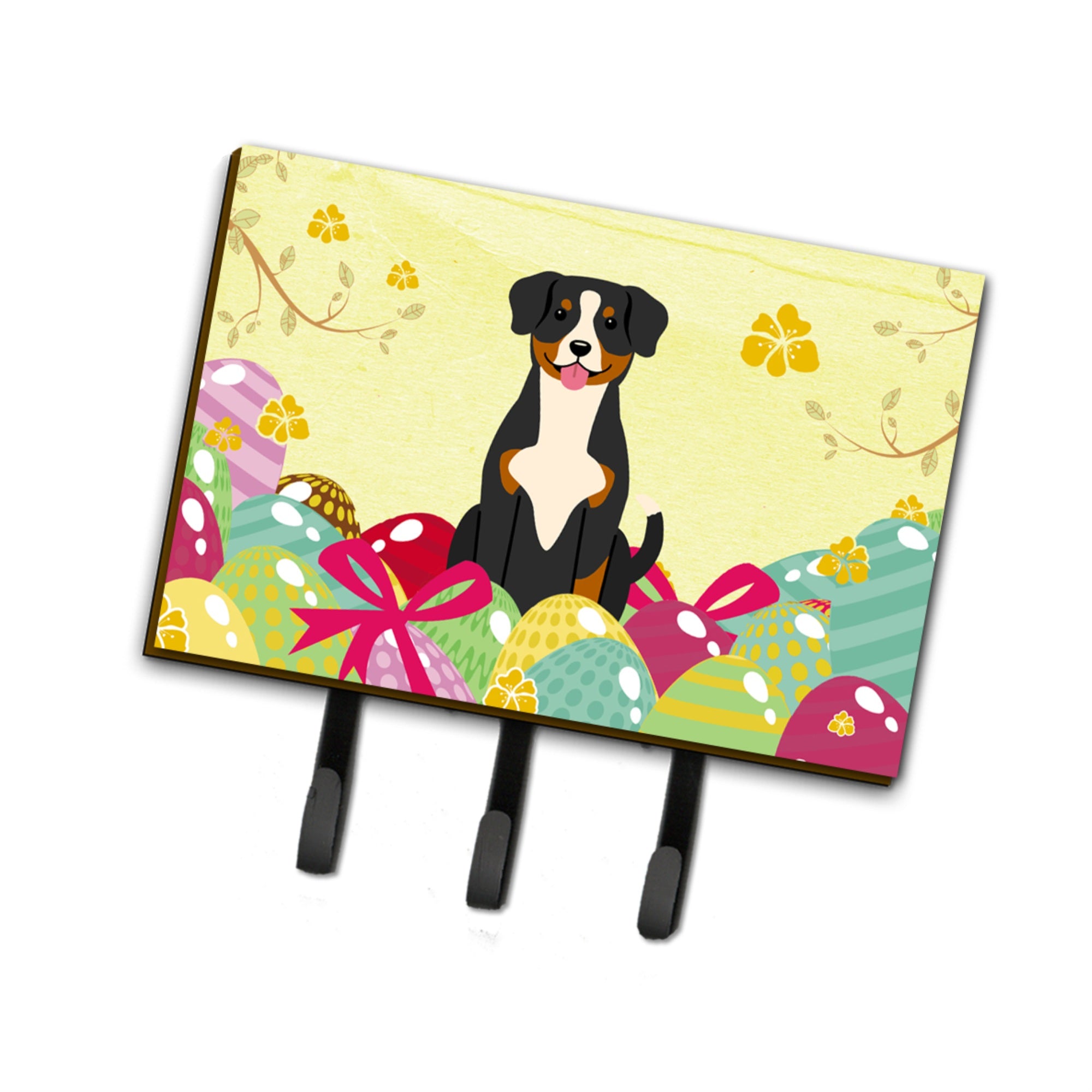 Caroline'S Treasures Easter Eggs Entlebucher Leash Or Key Holder Hooks, Multicolor