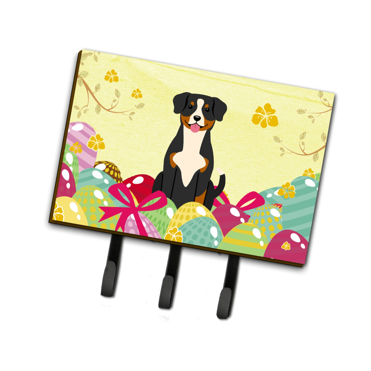 Caroline'S Treasures Easter Eggs Entlebucher Leash Or Key Holder Hooks, Multicolor