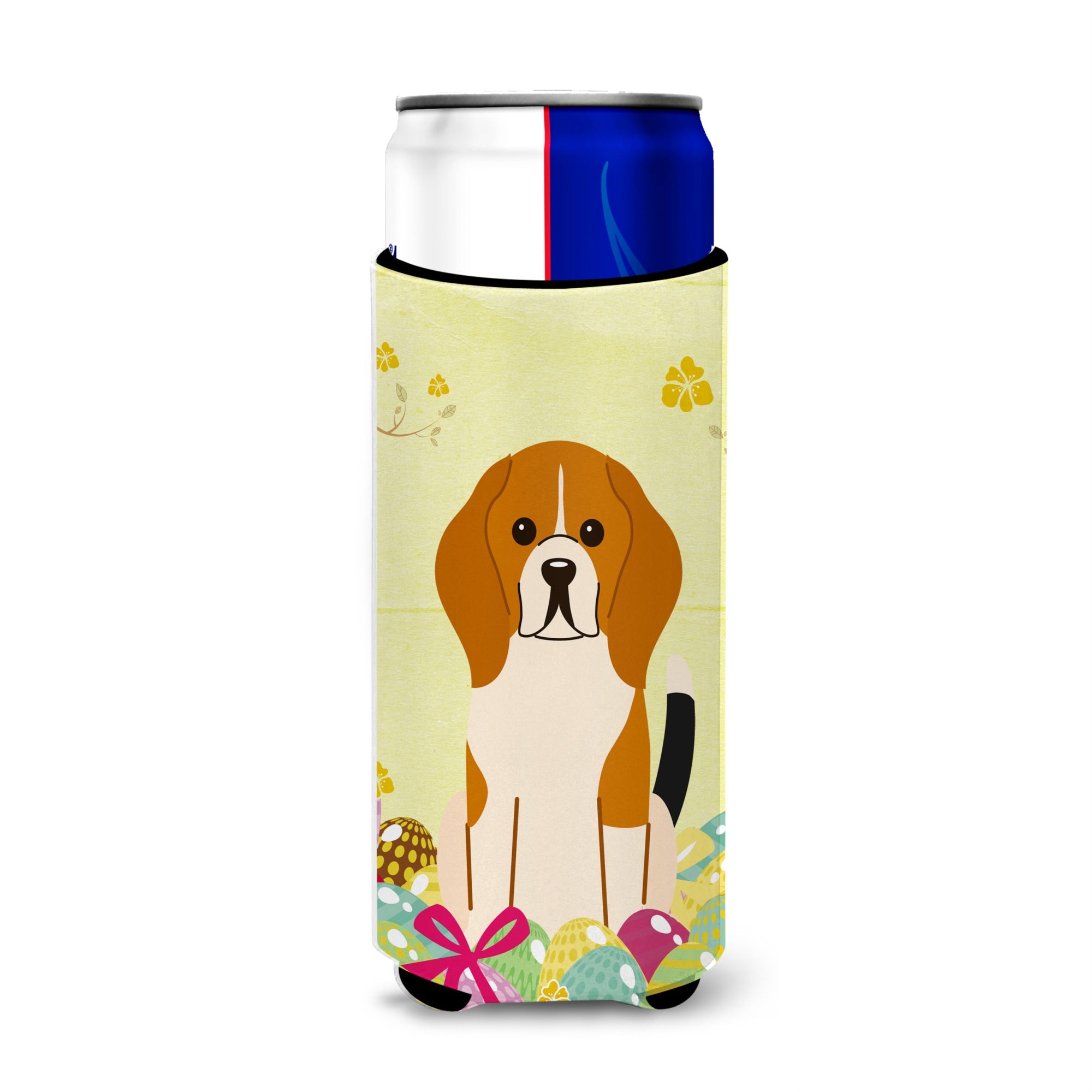 Caroline'S Treasures Easter Eggs Beagle Tricolor Michelob Ultra Hugger For Slim Cans, Slim Can, Multicolor