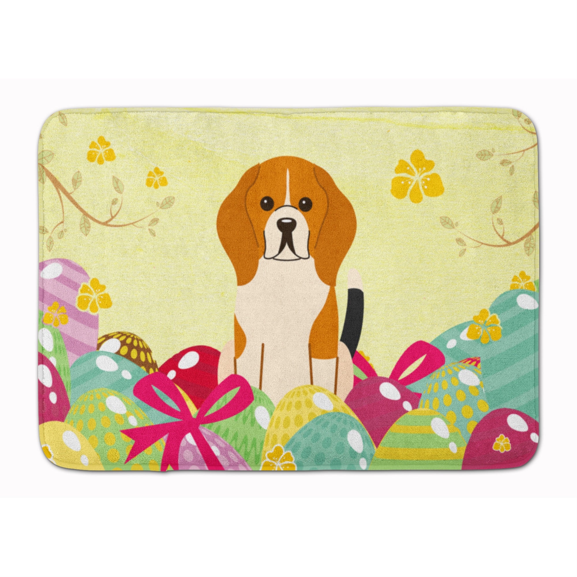 Caroline'S Treasures Easter Eggs Beagle Tricolor Machine Washable Memory Foam Mat Doormats, Multicolor