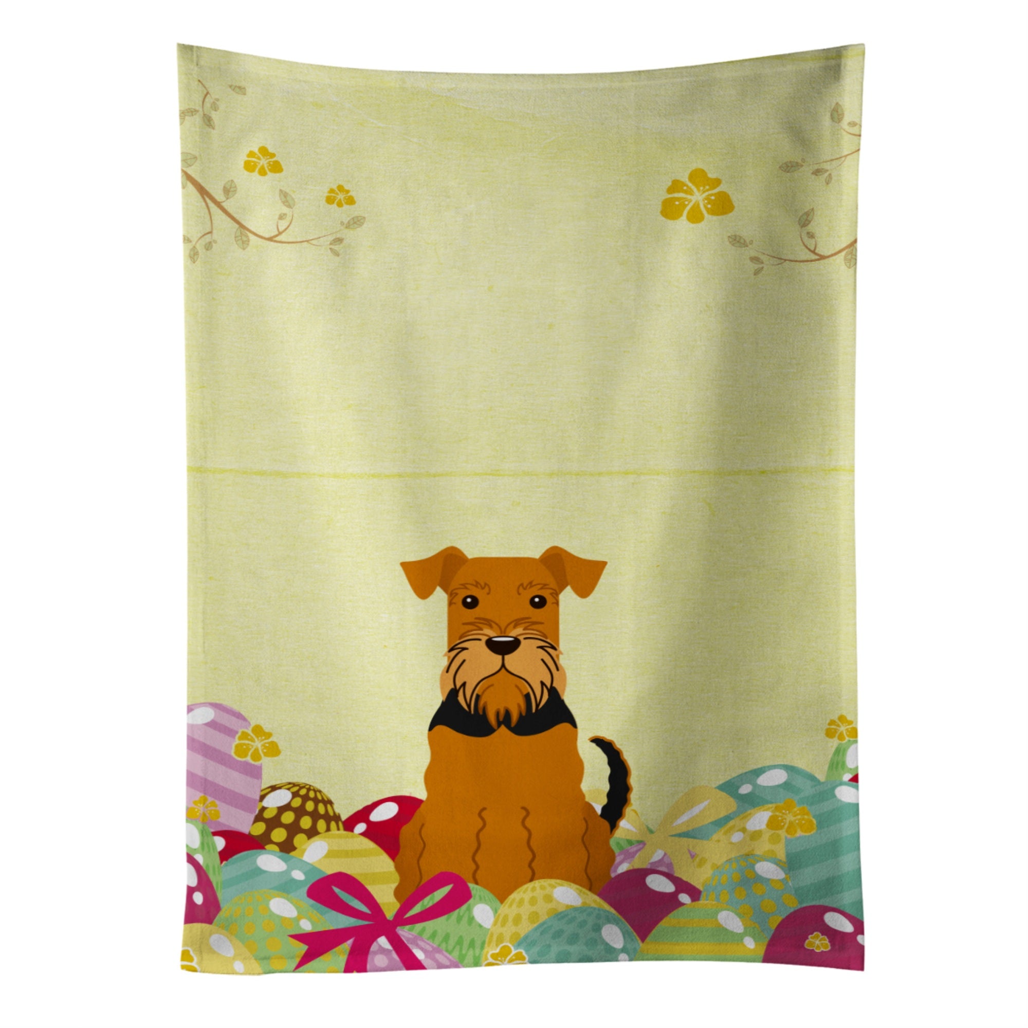 Caroline'S Treasures Easter Eggs Airedale Kitchen Towel, Multicolor, 25 X 15