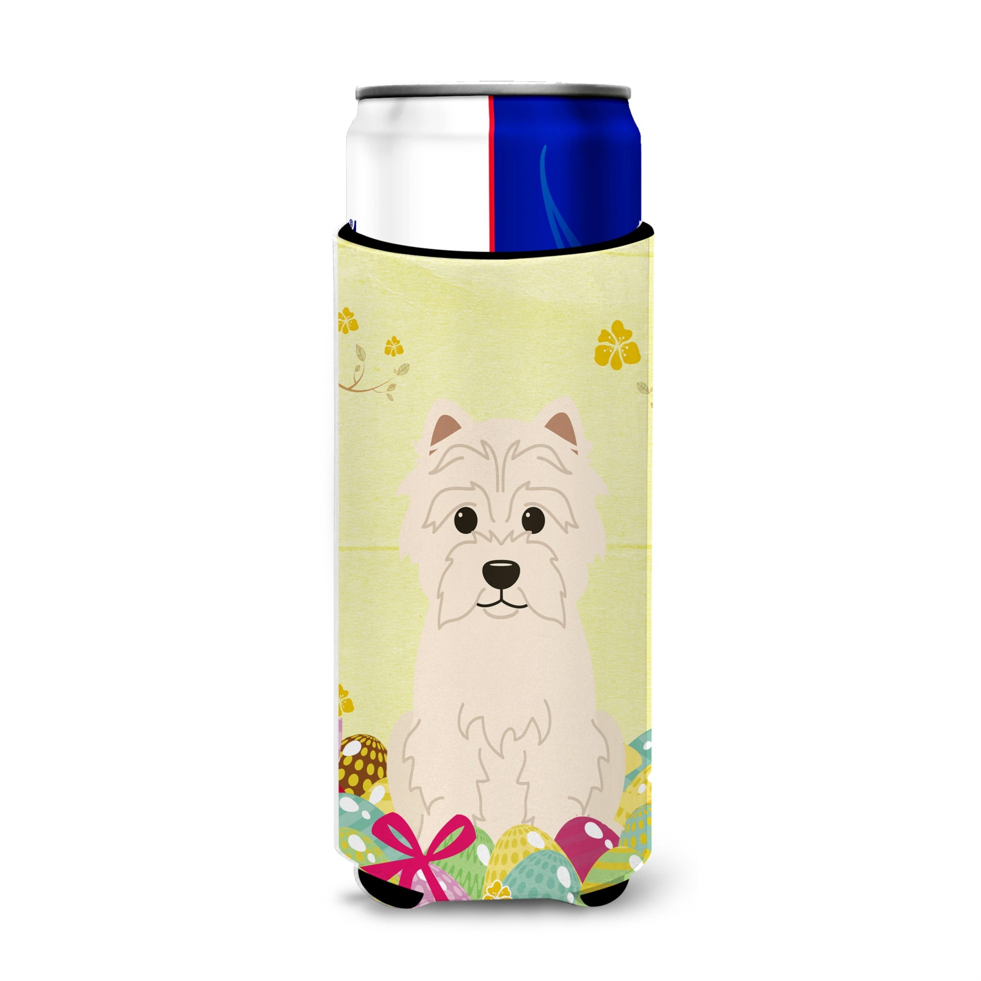 Caroline'S Treasures Easter Eggs Westie Michelob Ultra Hugger For Slim Cans, Slim Can, Multicolor