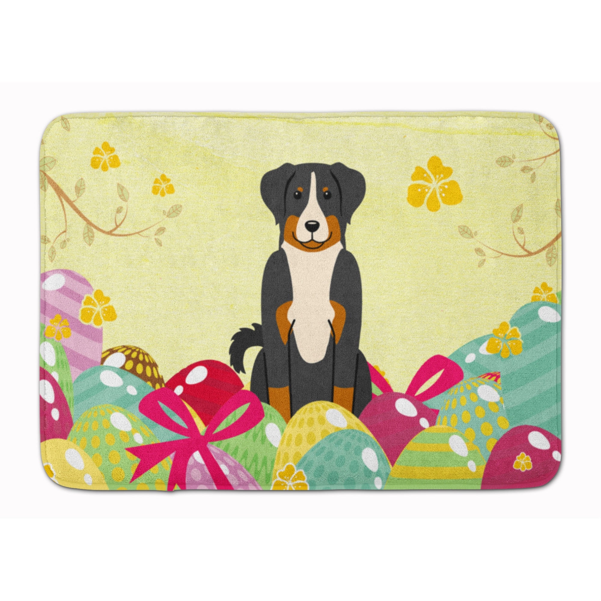 Caroline'S Treasures Easter Eggs Appenzeller Sennenhund Machine Washable Memory Foam Mat Doormats, Multicolor
