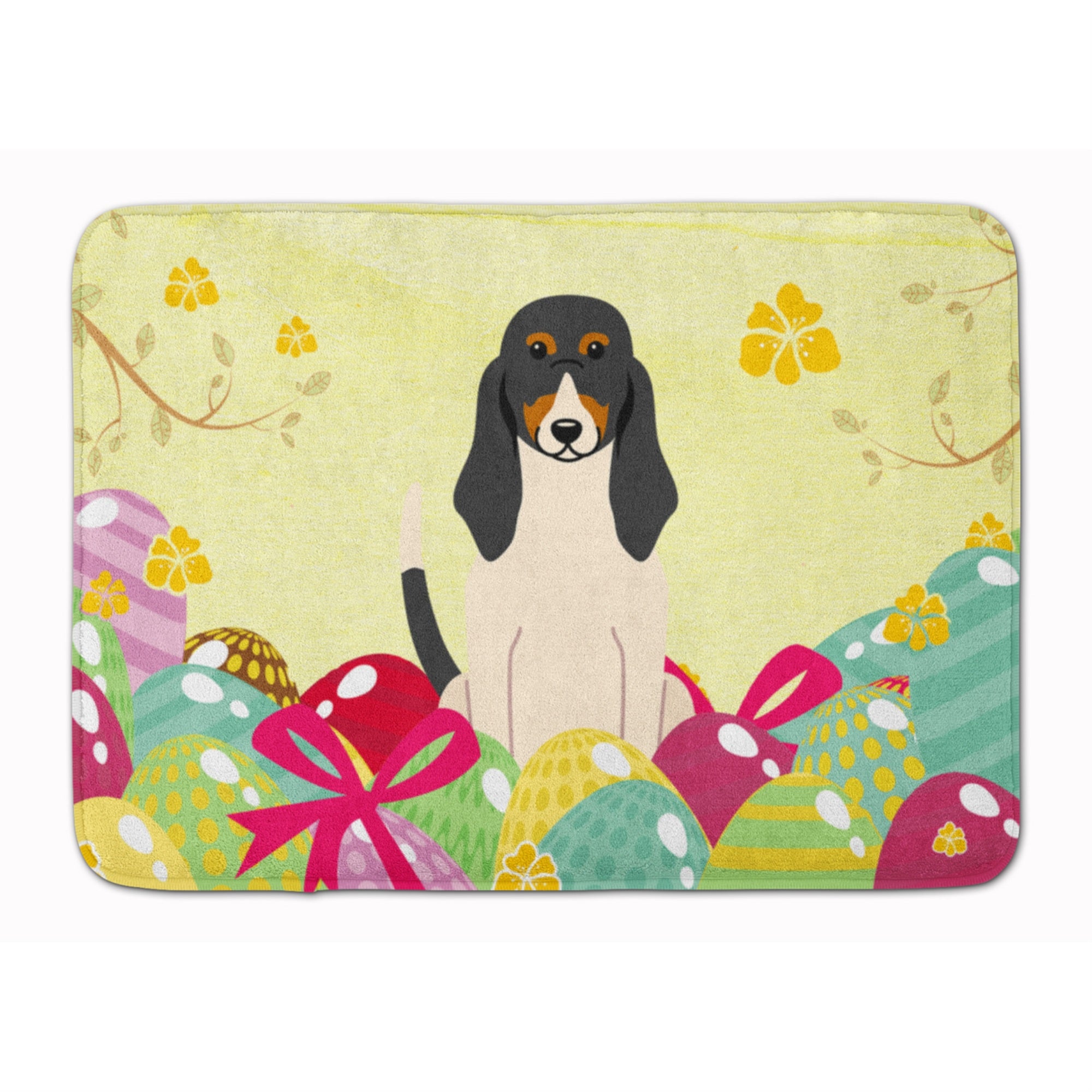 Caroline'S Treasures Easter Eggs Swiss Hound Machine Washable Memory Foam Mat Doormats, Multicolor