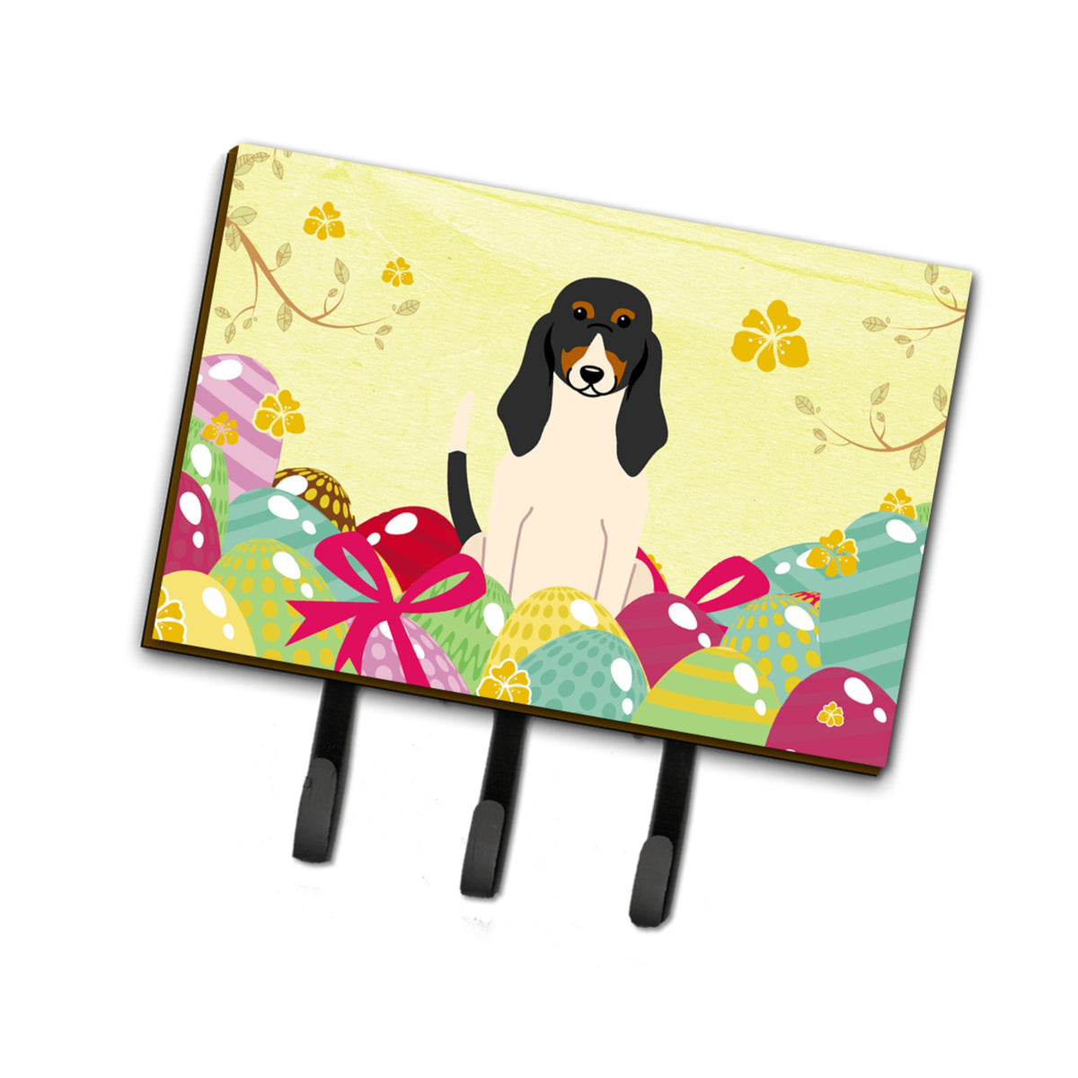 Caroline'S Treasures Easter Eggs Swiss Hound Leash Or Key Holder Hooks, Multicolor