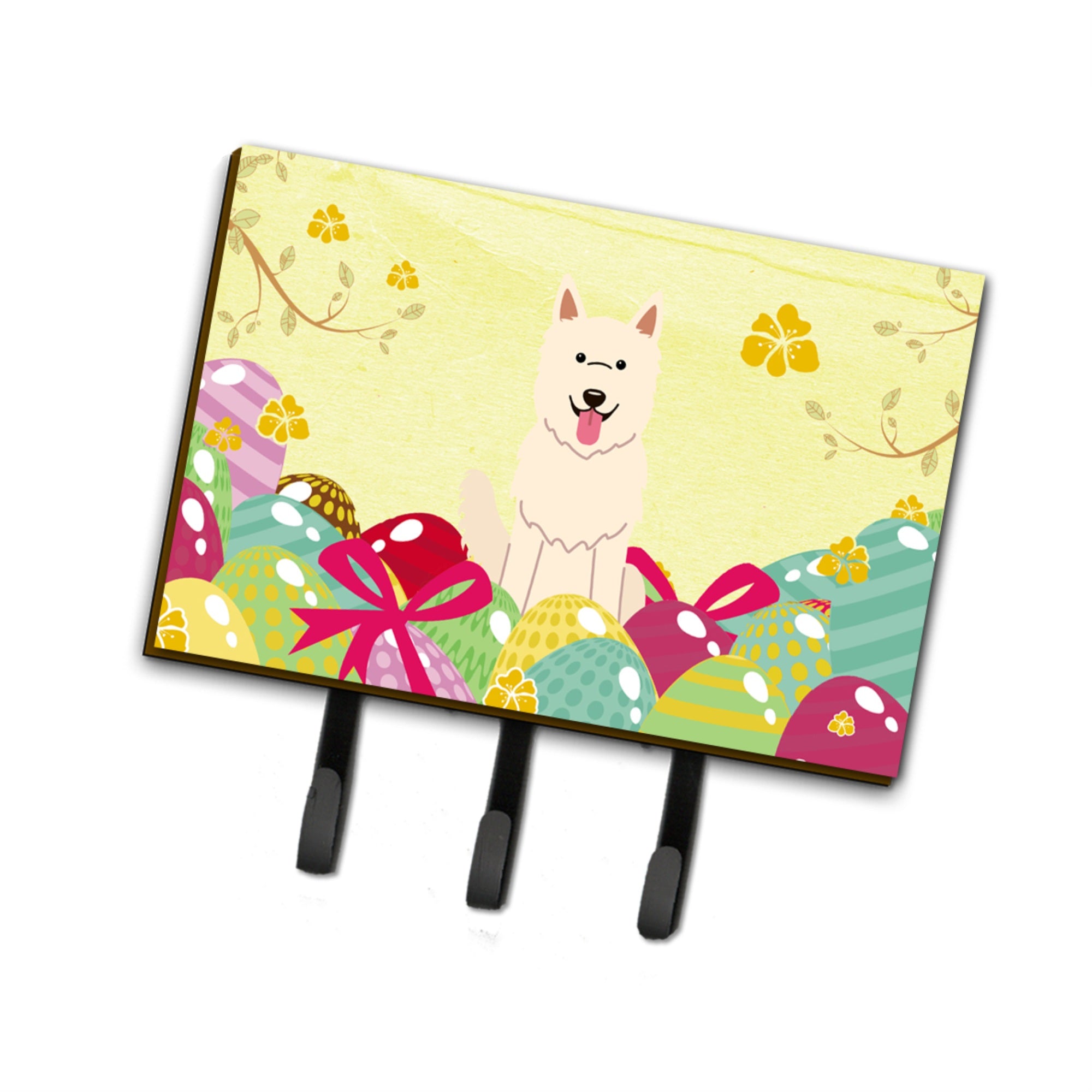 Caroline'S Treasures Easter Eggs White German Shepherd Leash Or Key Holder Hooks