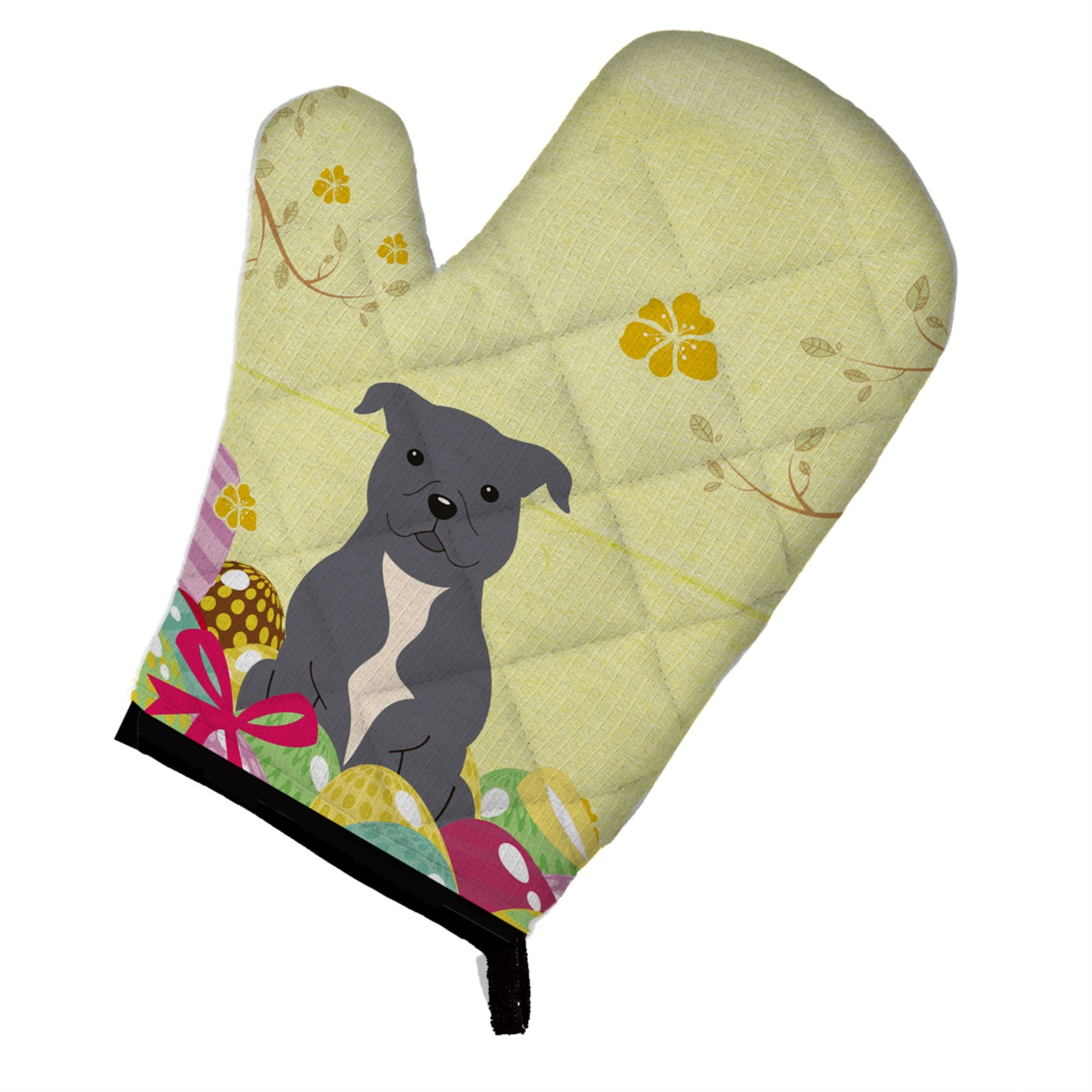 Caroline'S Treasures Easter Eggs Staffordshire Bull Terrier Blue Oven Mitt, Multicolor, 12 X 8.5