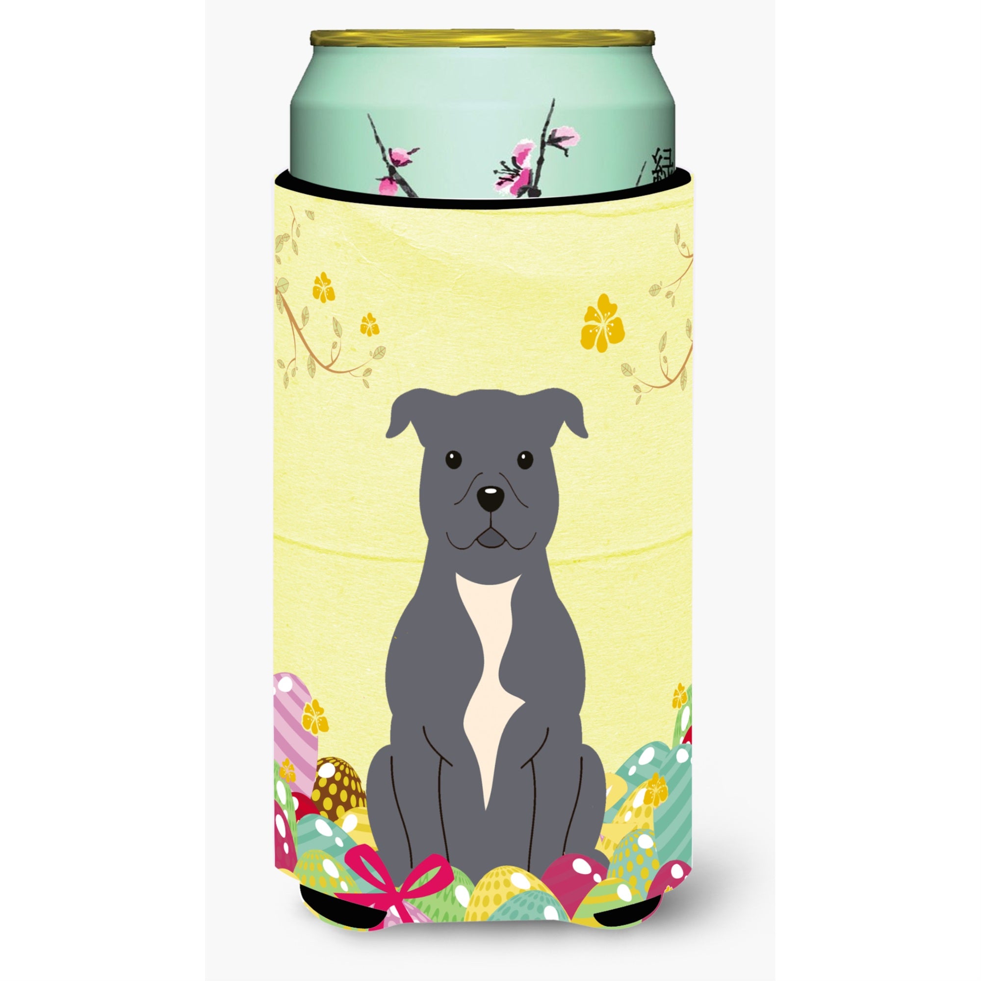 Caroline'S Treasures Easter Staffordshire Bull Terrier Tall Boy Beverage Insulator Hugger, Multicolor