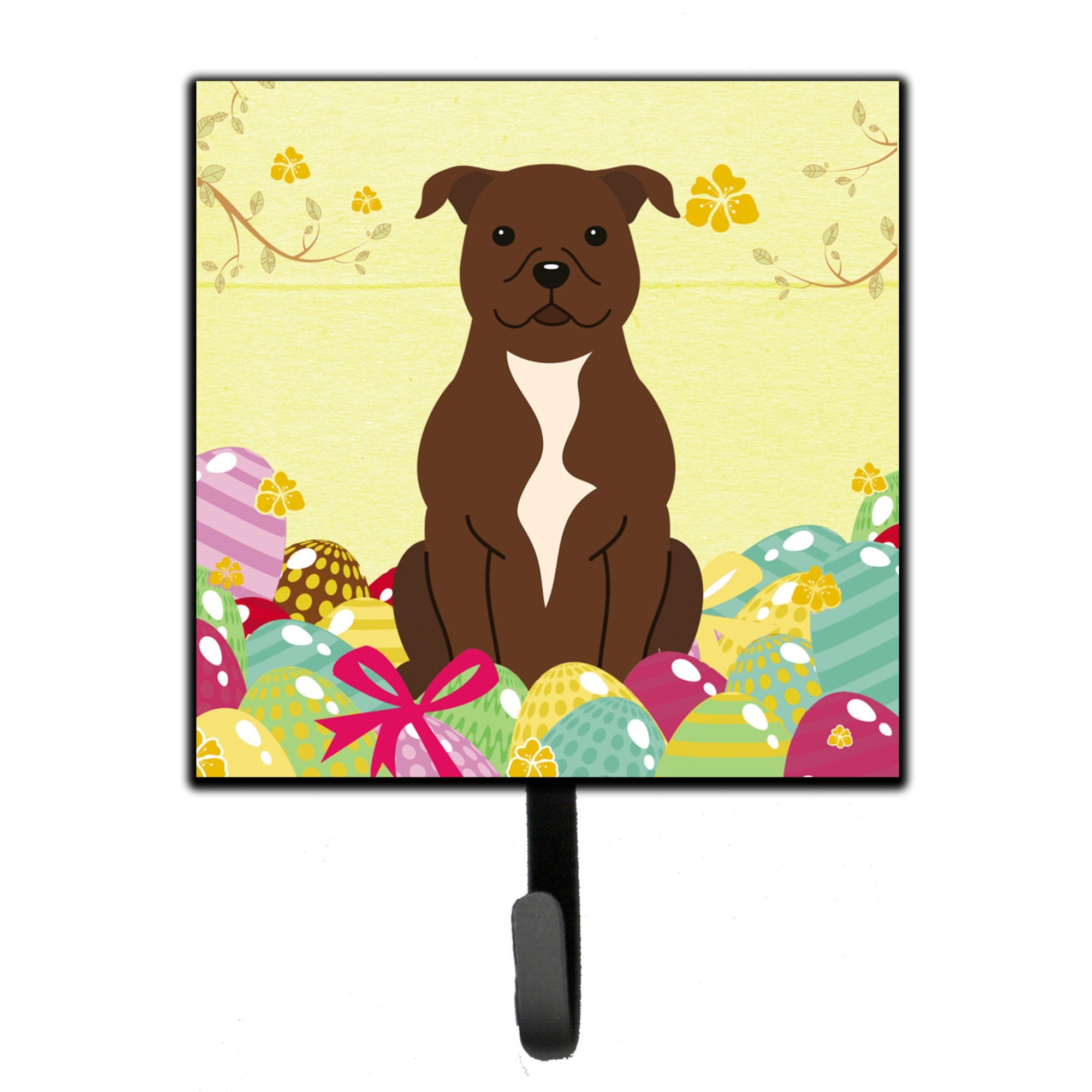Caroline'S Treasures Chocolate Staffordshire Bull Terrier Wall Hook, Small, Multicolor
