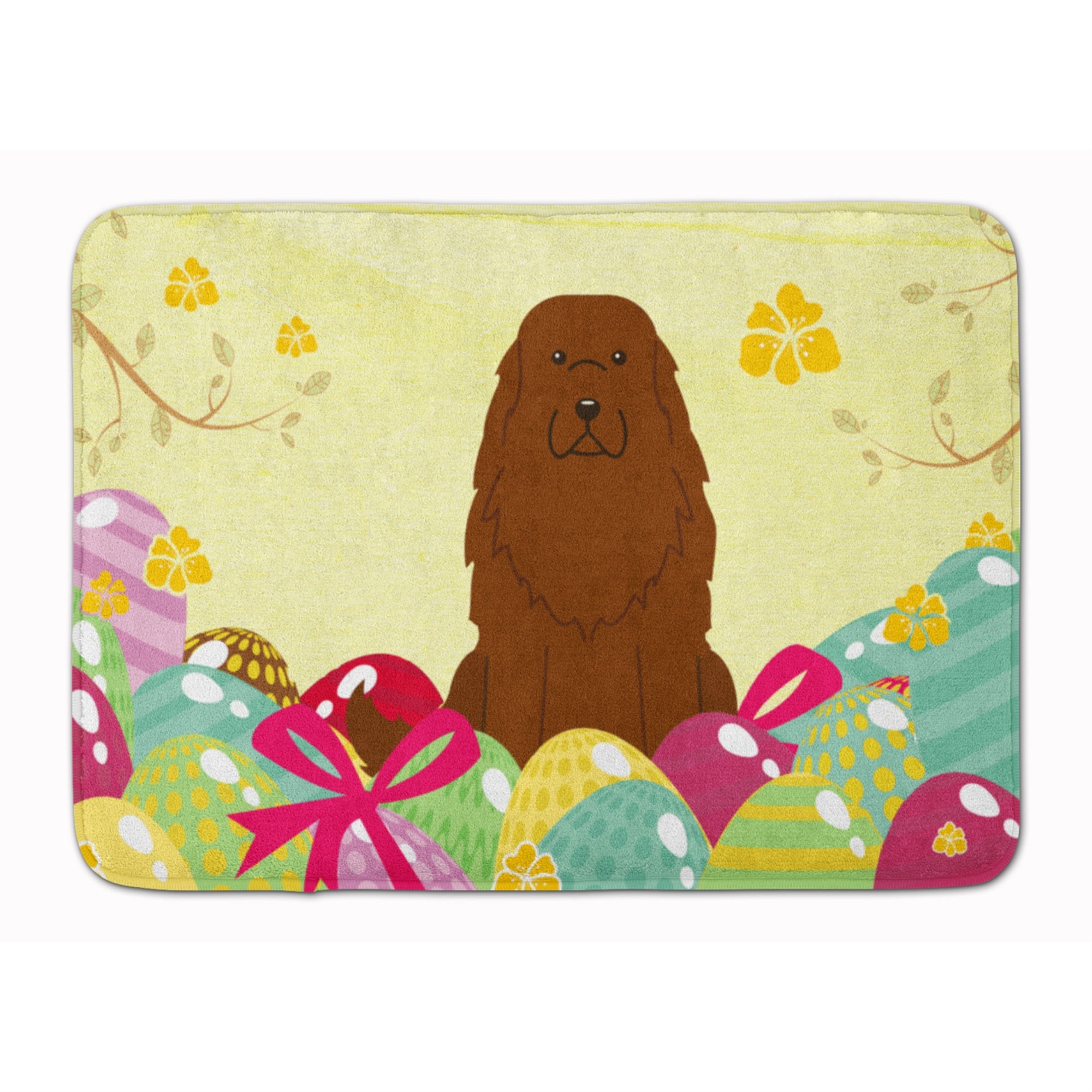 Caroline'S Treasures Easter Eggs Caucasian Shepherd Dog Machine Washable Memory Foam Mat Doormats, Multicolor