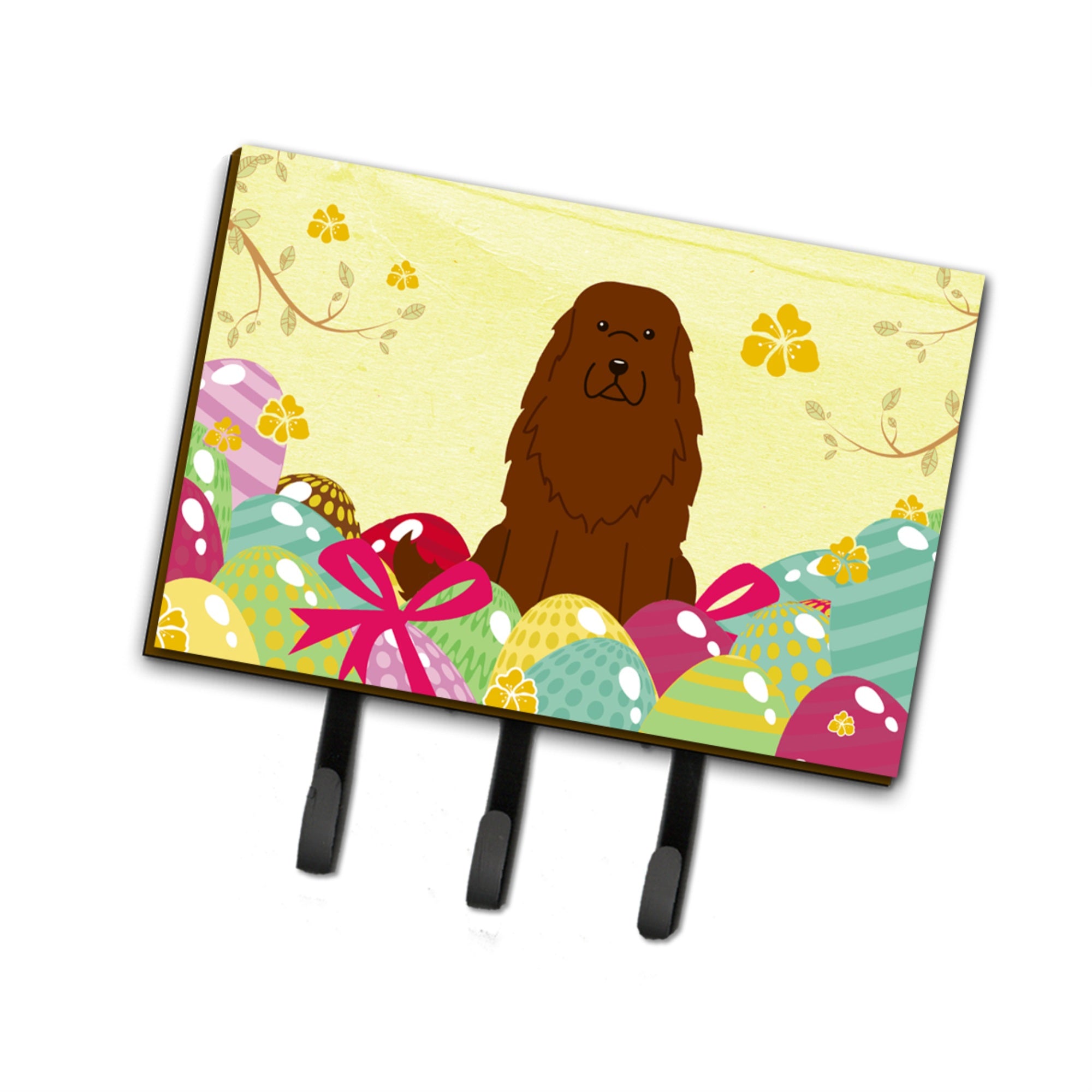 Caroline'S Treasures Easter Eggs Caucasian Shepherd Dog Leash Or Key Holder Hooks, Multicolor